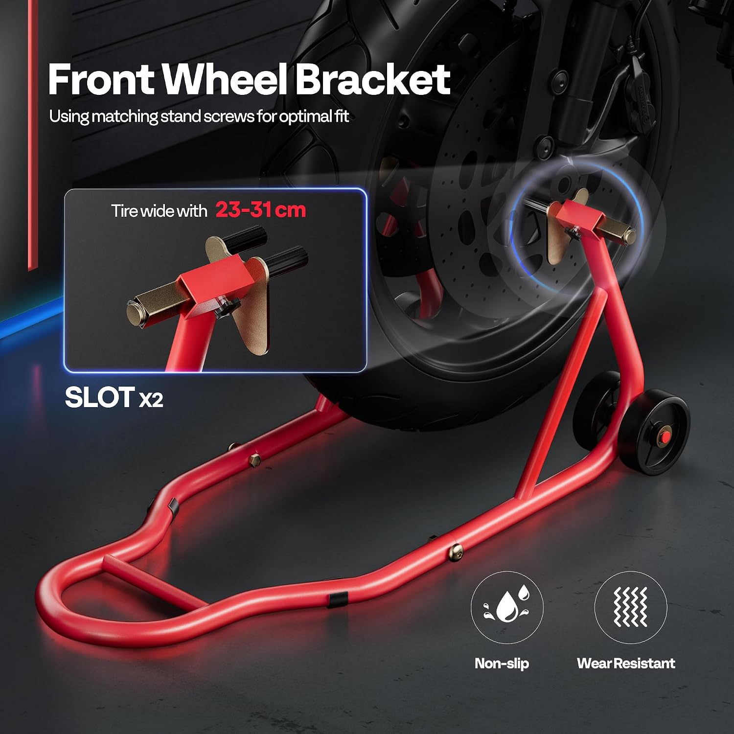 Detalle 2 de SPECSTAR Motorcycle Front and Rear Paddock Lift Stand Set (400kg Capacity)