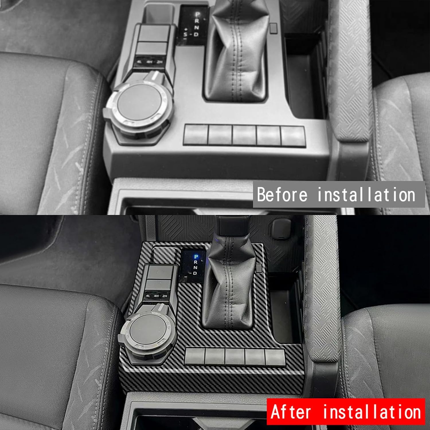 Detalle de KIMISS Gear Shift Box Panel Cover for Tacoma 2024, Carbon-Fibre-Style ABS Trim