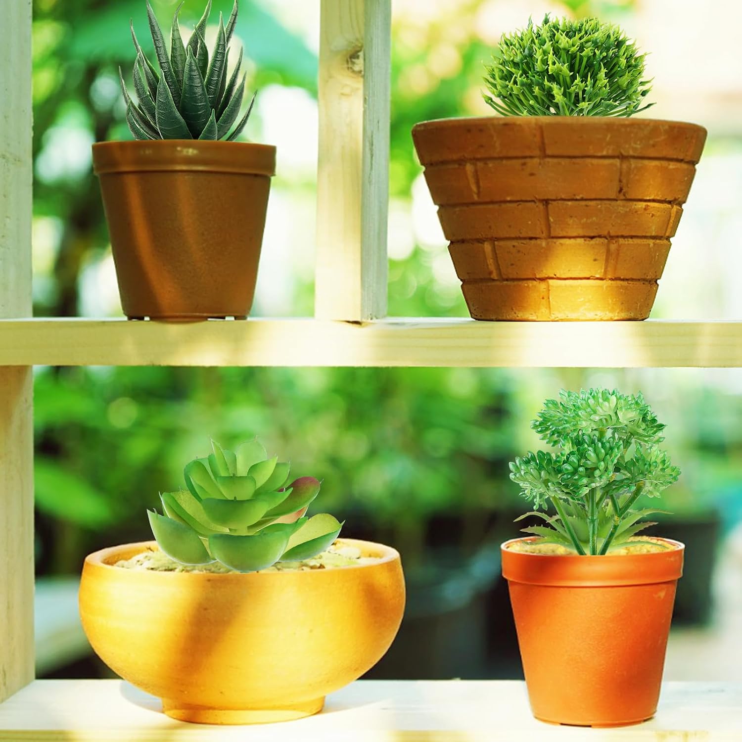 Detalle 1 de QUOZUO 1214-QEUQU kunstvetplanten, set van 6 mini vetplanten in groen