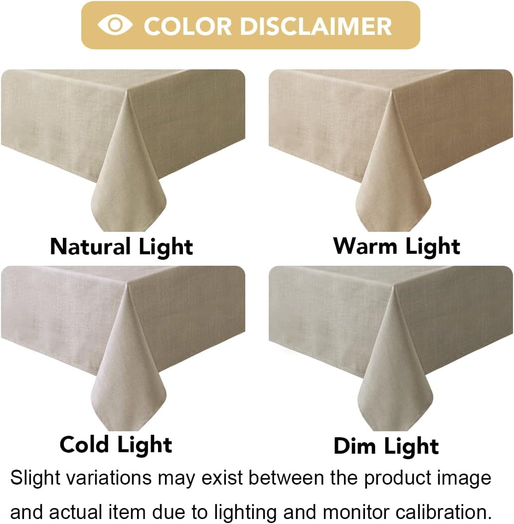 Thumbnail 6 de H.VERSAILTEX Linen Textured Table Cloths 60 x 120 Inch – Premium Taupe, Waterproof & Wrinkle-Resistant