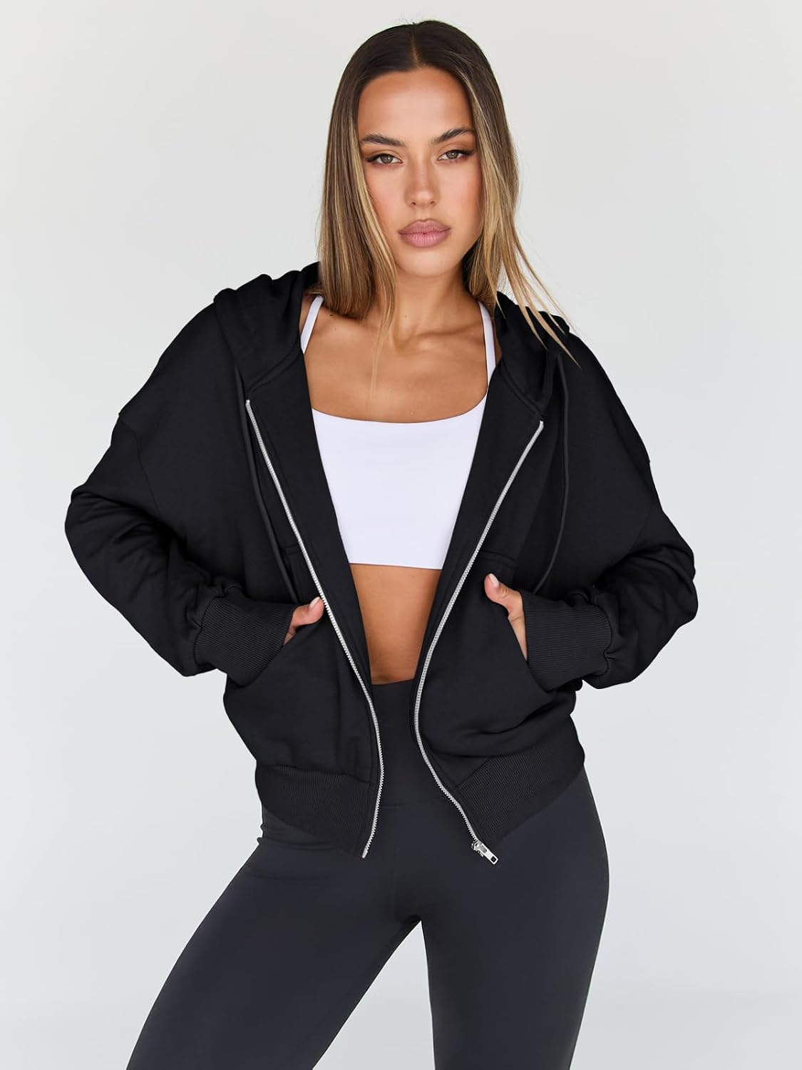 Detalle 2 de Trendy Queen Hoodies Cropped Full Zip Jacket