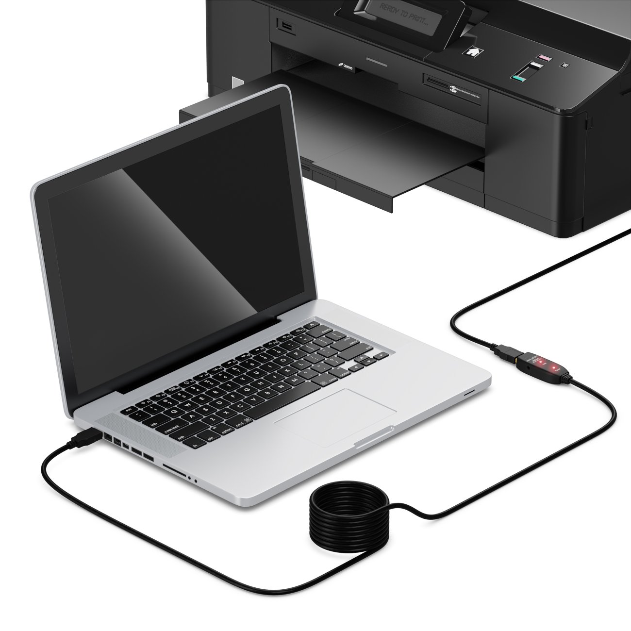 Detalle 2 de deleyCON 5m USB 2.0 Verlängerungkabel Repeater-Kabel Aktiv mit Signalverstärker – USB-A auf USB-A, Schwarz