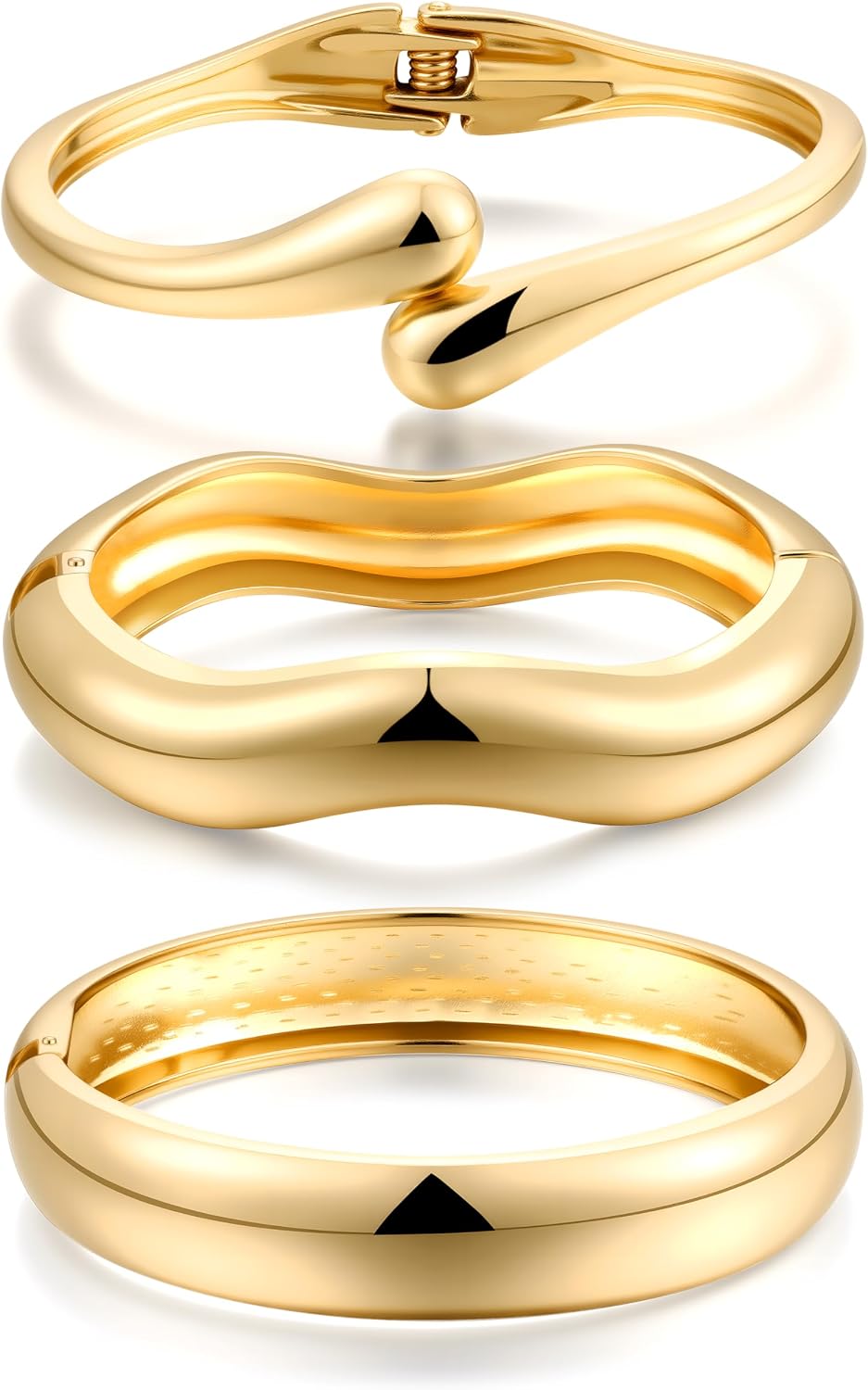 Detalle de Gold-Plated Bangle Bracelet Set, 3-Piece
