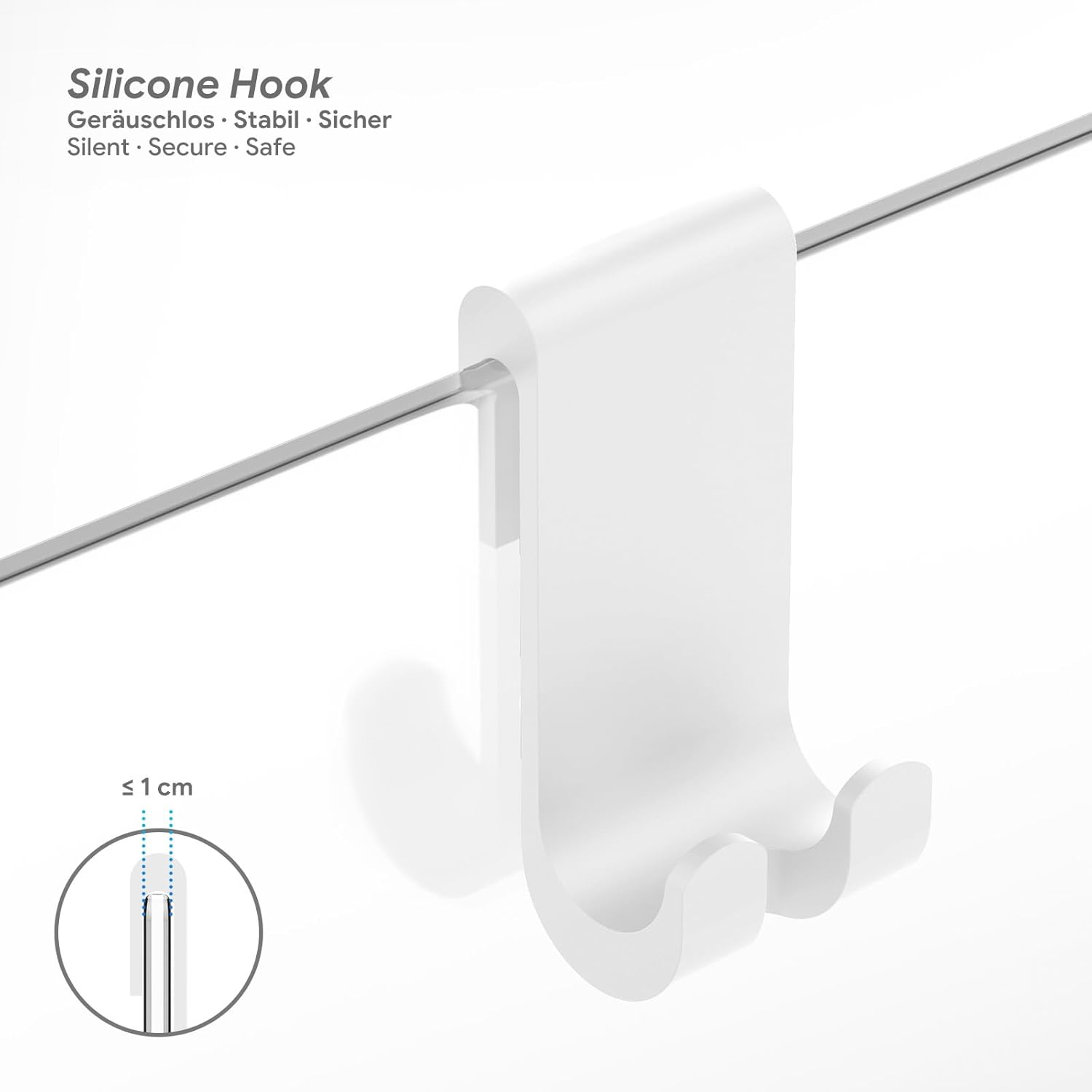 Thumbnail 5 de ecōoe Silicone Raclette de douche pour vitre et carrelage, 33 cm, crochet sans perçage, blanc