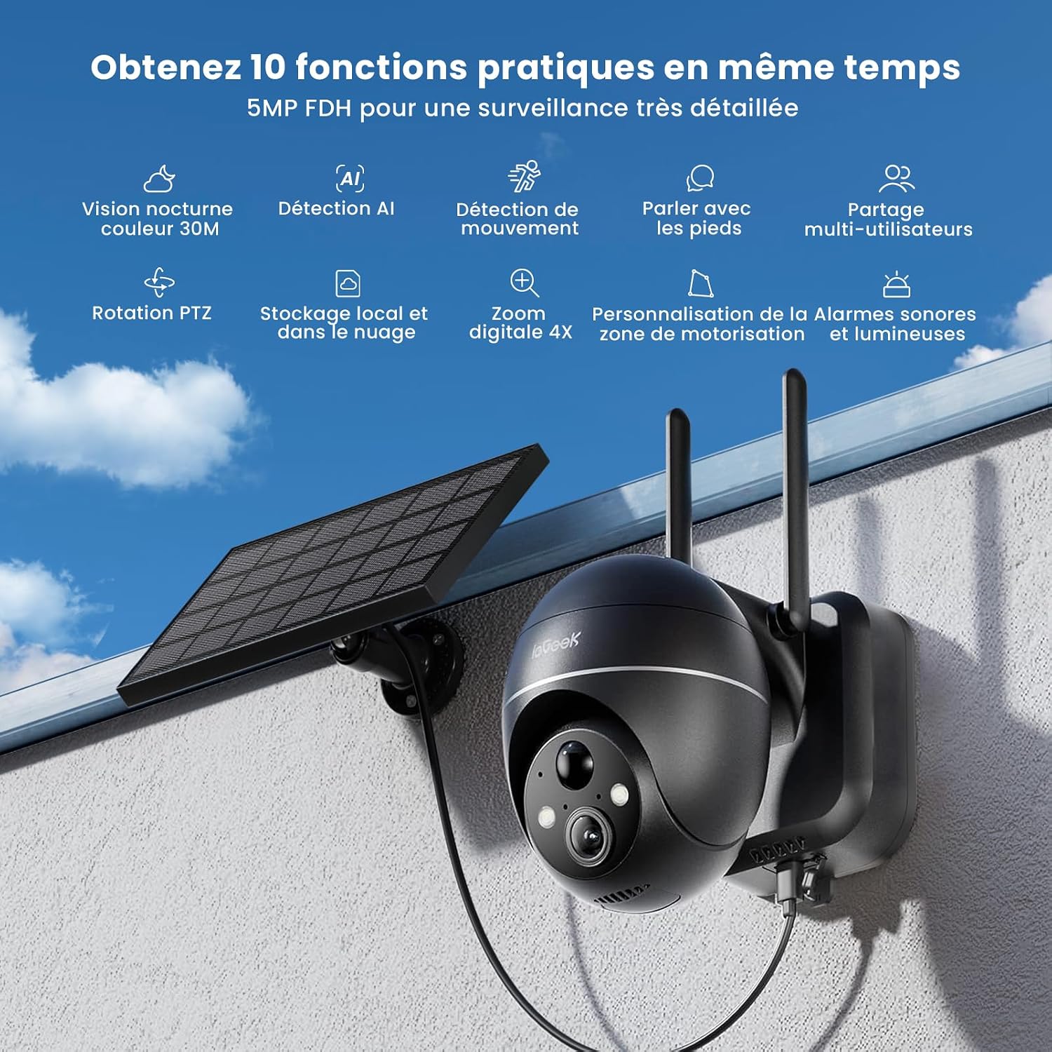Detalle 2 de ieGeek 5MP Caméra surveillance extérieure