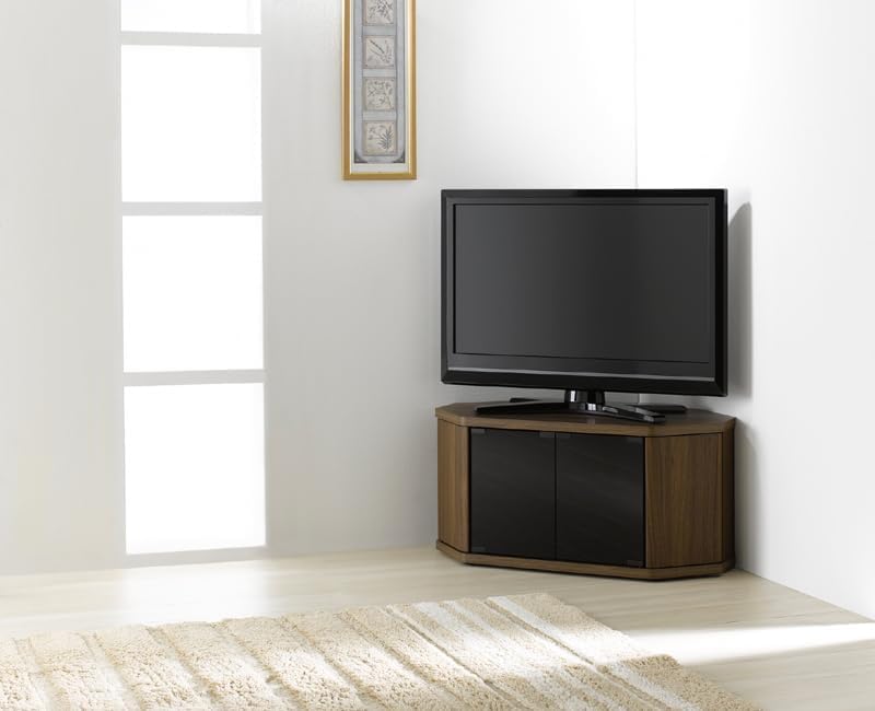 Detalle de 朝日木材加工 RACINE RCA-800AV-CR テレビ台 32型対応 ブラウン コーナー設置・強化ガラス扉