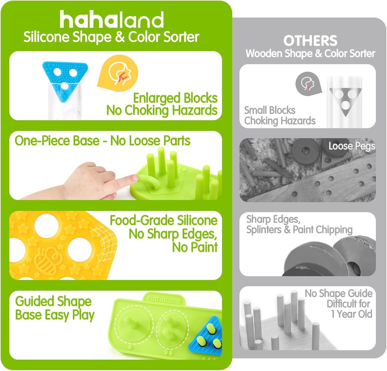 Detalle 2 de hahaland Silicone Sorting & Stacking Toys for Toddlers (1–3) — Montessori-Inspired Sensory Blocks