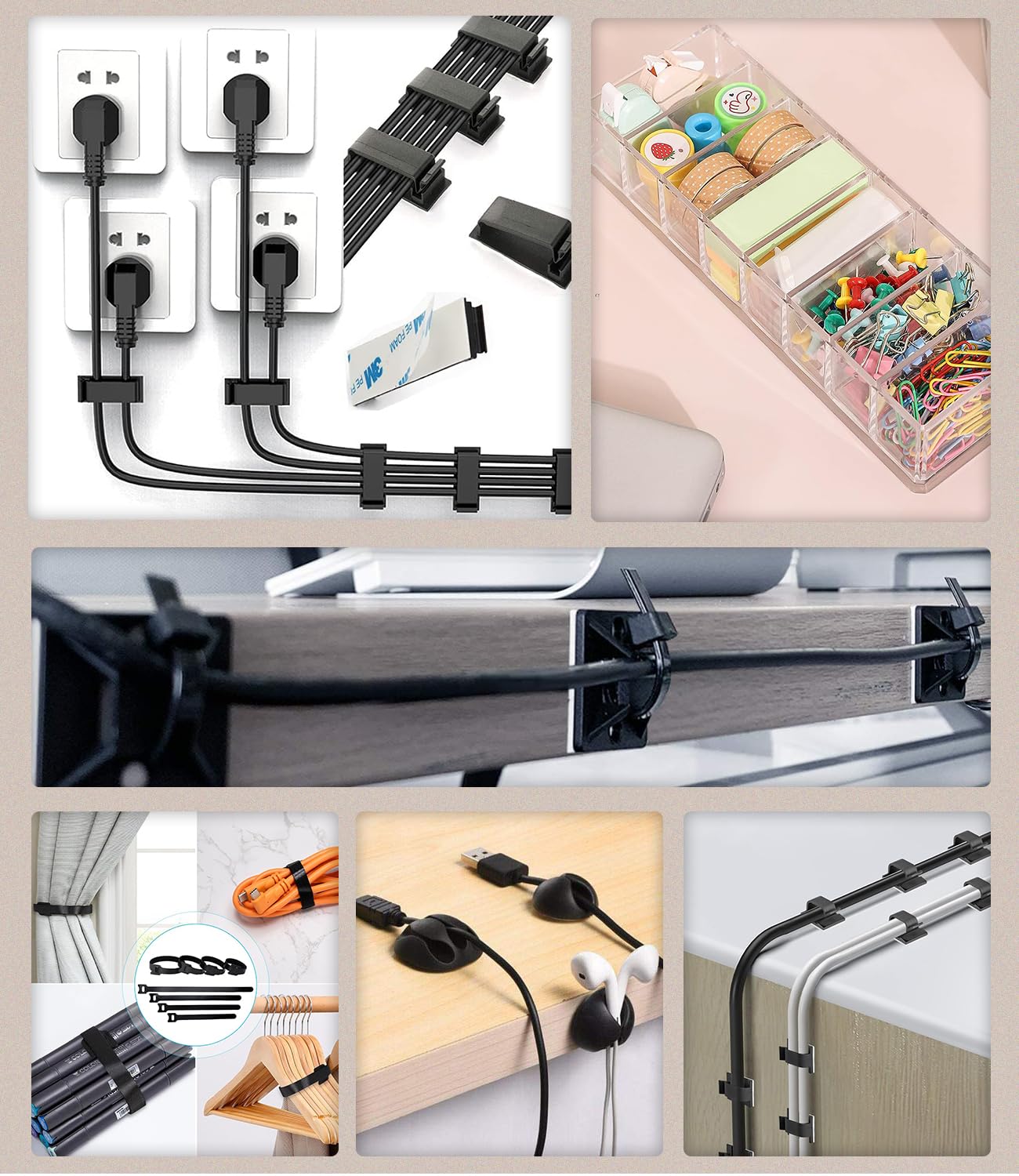 Detalle 2 de MiuCo Kabelmanagement-Set Weiß mit Kabelbox – 255 Teile