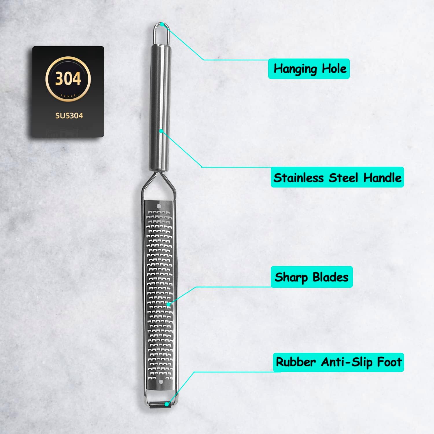 Detalle 2 de VOVOLY Lemon Zester and Fine Grater, Stainless Steel Blade for Citrus and Parmesan