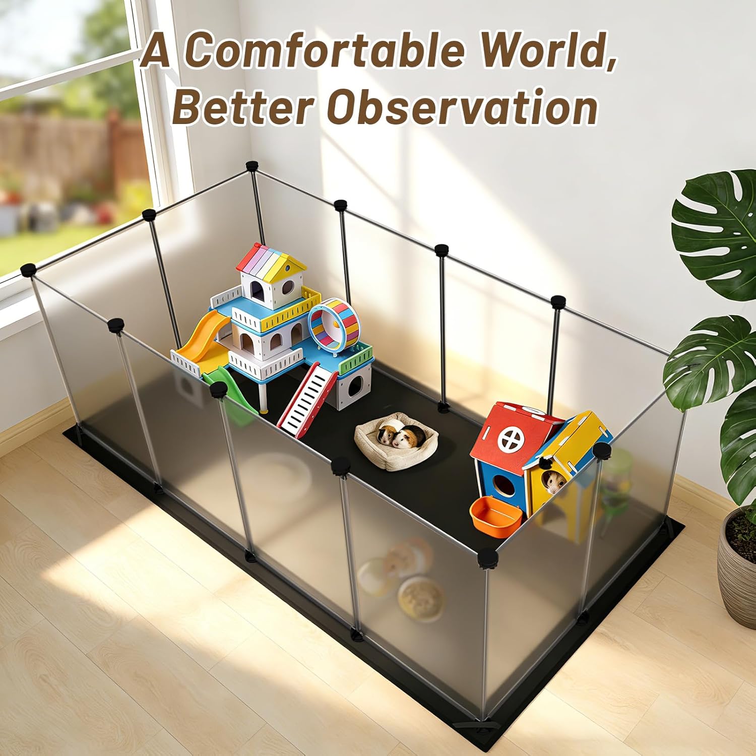 Thumbnail 5 de Aystkniet Guinea Pig Cage with Waterproof Bottom (122cm x 60cm x 40cm) – Semi-Transparent Playpen for Indoor/Outdoor