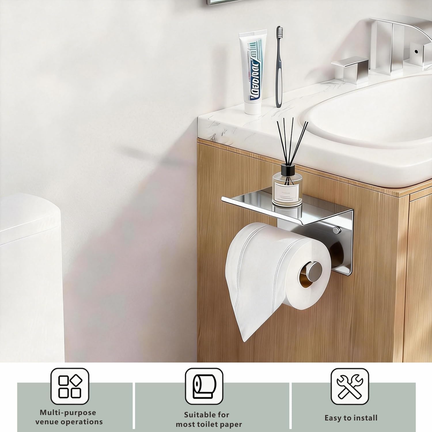 Detalle 2 de DIYZON Toilet Paper Holder, Stainless Steel