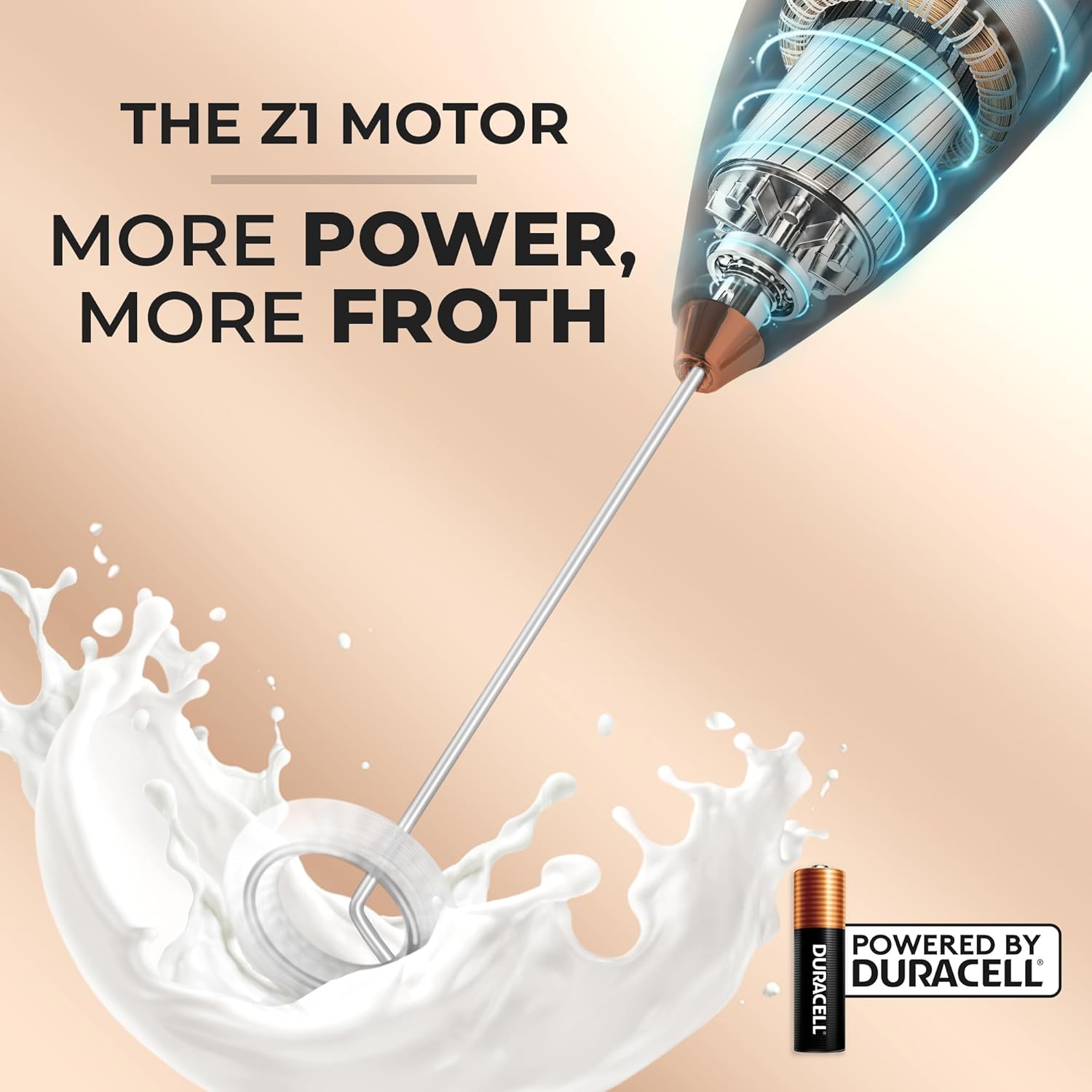 Thumbnail 3 de Zulay Kitchen Powerful Milk Frother Wand (Black Copper) with 4 AA Duracell Batteries