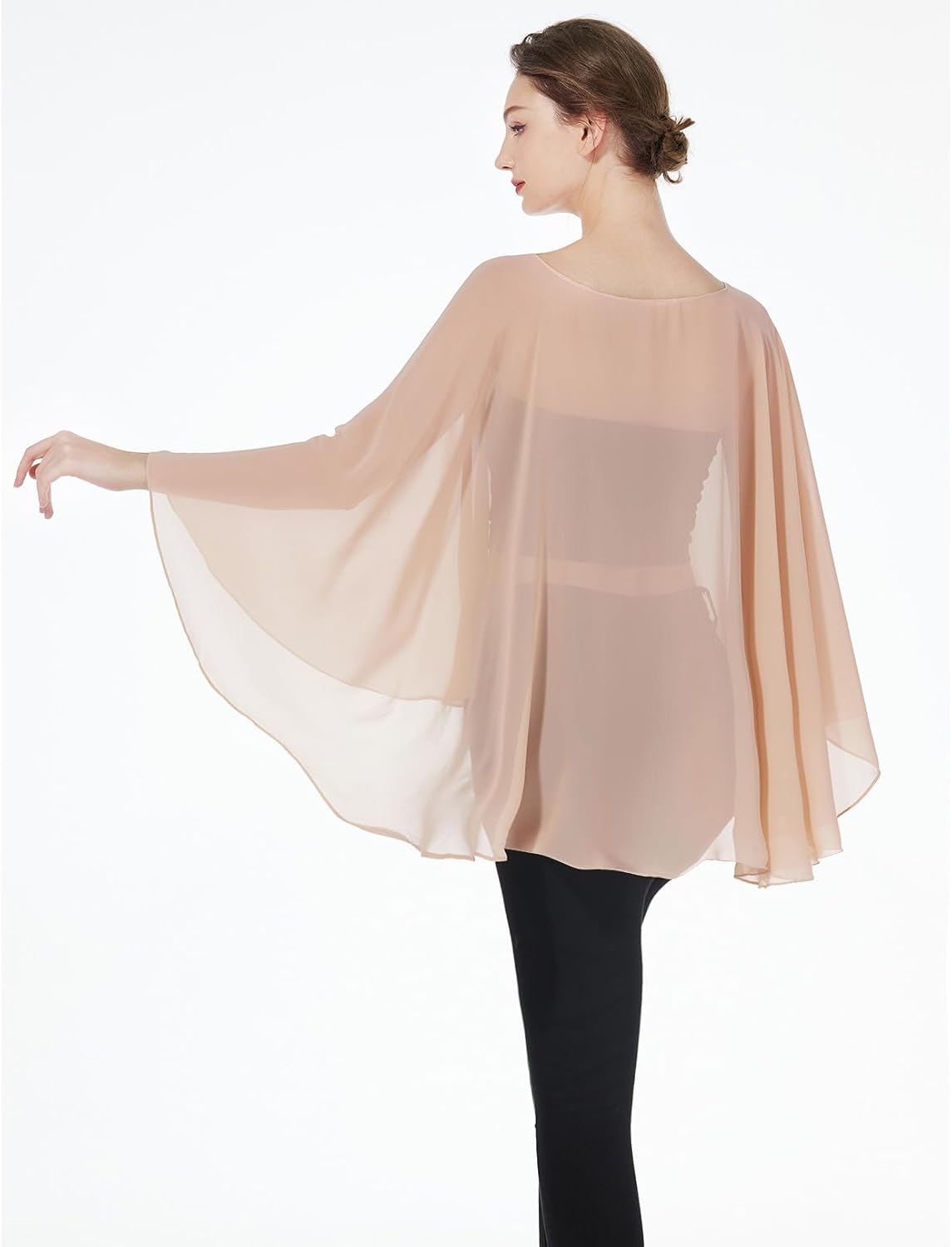 Thumbnail 4 de BEAUTELICATE Chiffon Shawl Wrap: Lightweight Summer Capelet for Weddings and Evening Wear
