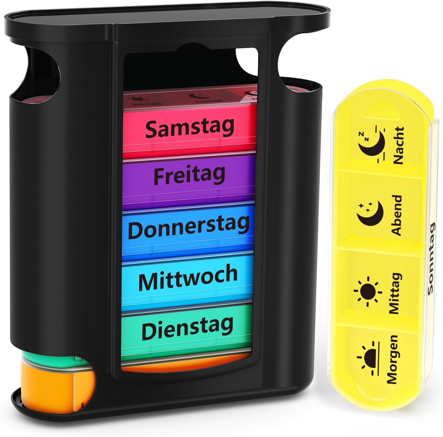 Detalle de Opret Tablettenbox für 7 Tage mit 4 Fächern (Morgen, Mittag, Abend, Nacht)