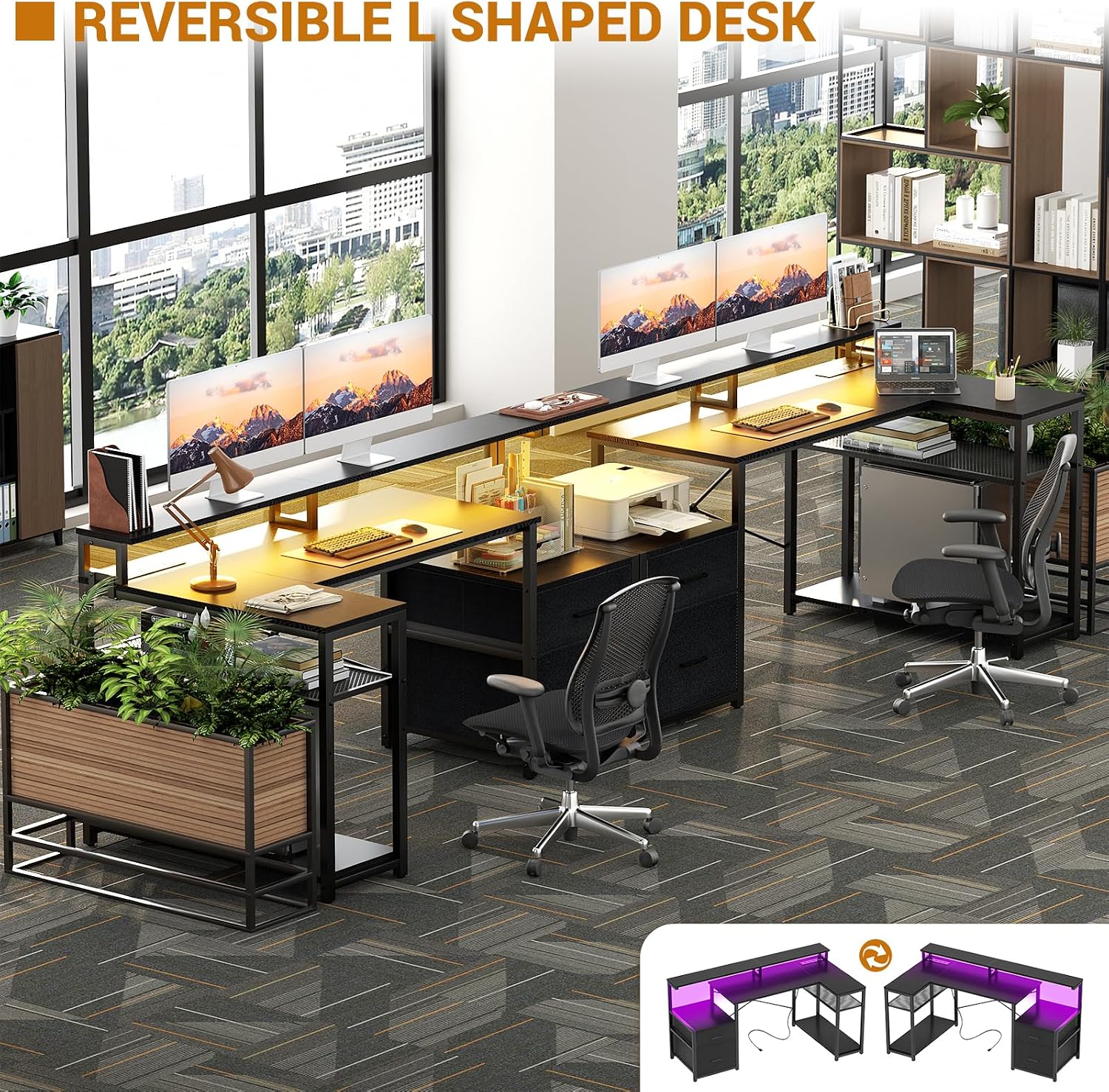 Detalle de Aheaplus L-Shaped Desk with MDF Board