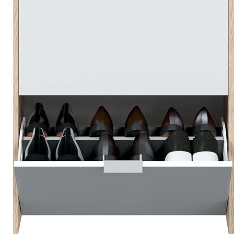 Detalle 2 de Habitdesign Zapatero 3 Puertas Blanco Brillo y Roble Canadian