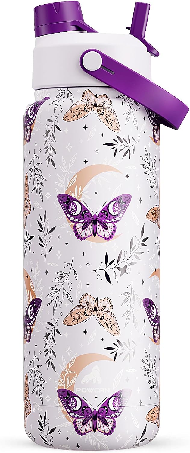 Detalle de POWCAN iwbc-32oz1p-BF-PPM Insulated Water Bottle, 2-in-1 Lid, 946 ml