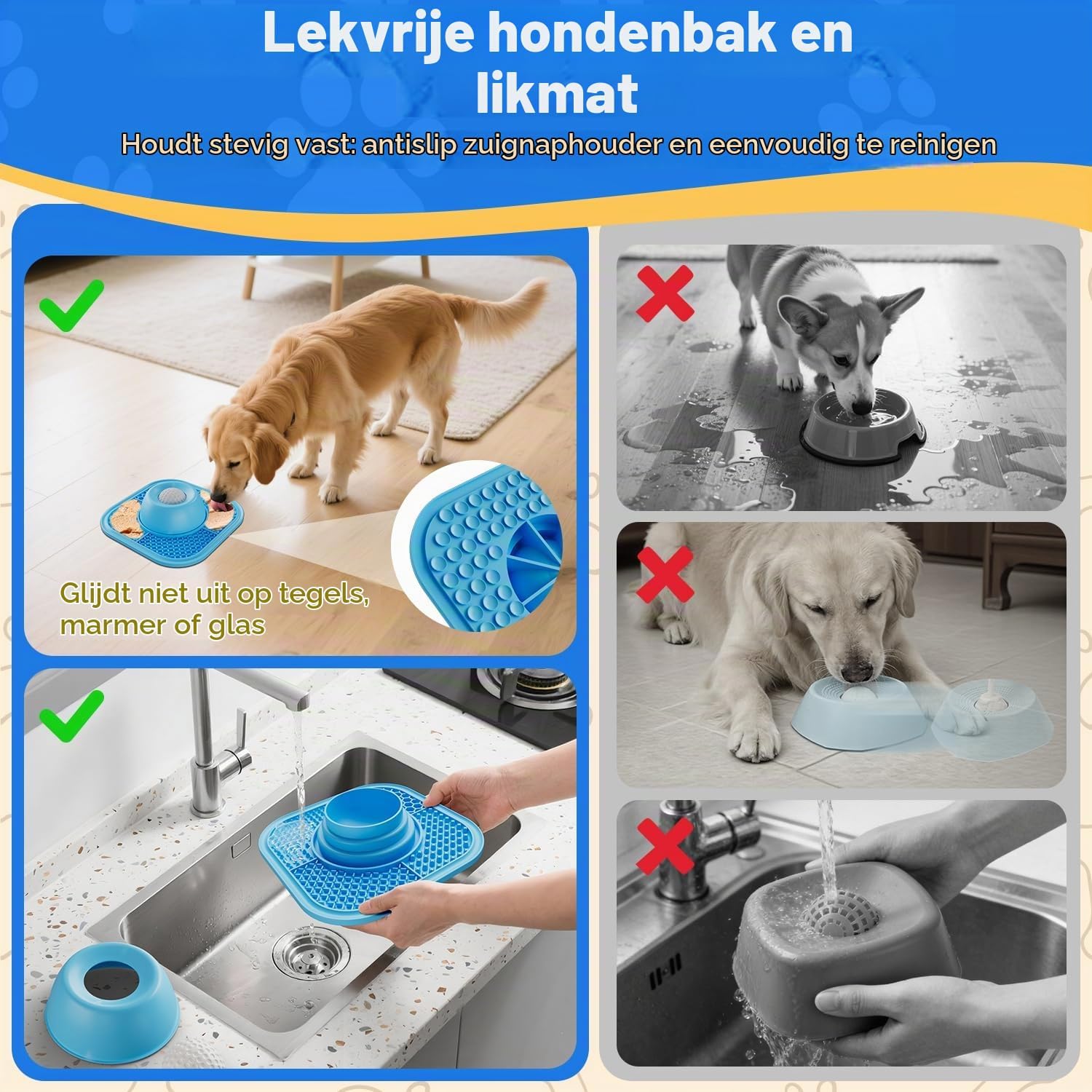 Detalle 2 de Pawinner likmat voor honden met likbal, siliconen, antislipzuignappen, 25 x 25 cm