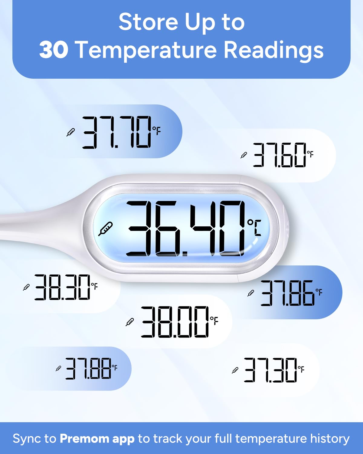 Detalle de Easy@Home FDTH-V0-13 Digital Basal Thermometer, 2 Modes, Backlit Display