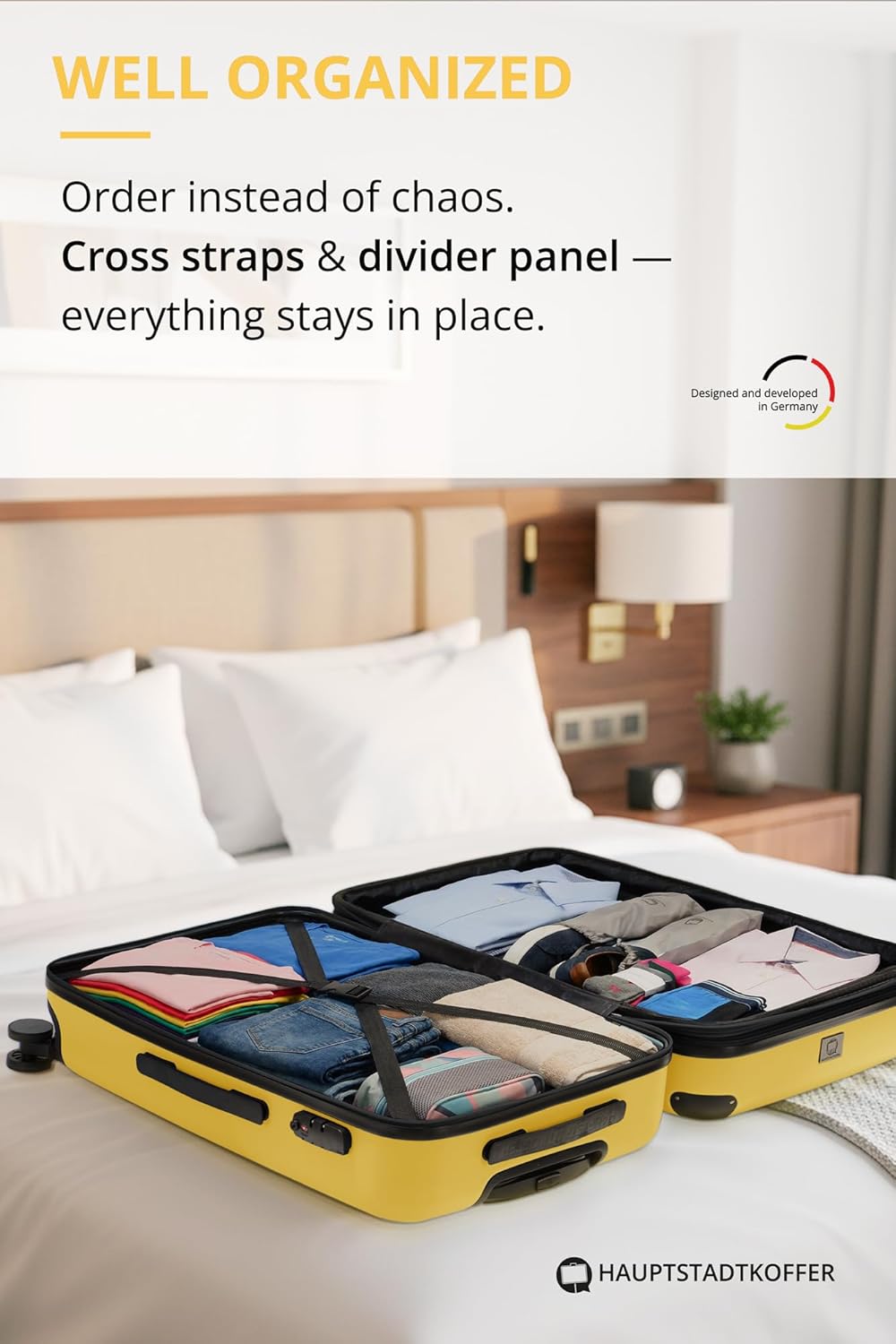 Detalle de HAUPTSTADTKOFFER Spree Valigia Trolley rigido ABS TSA 4 ruote, 65 cm, 74 litri, Giallo