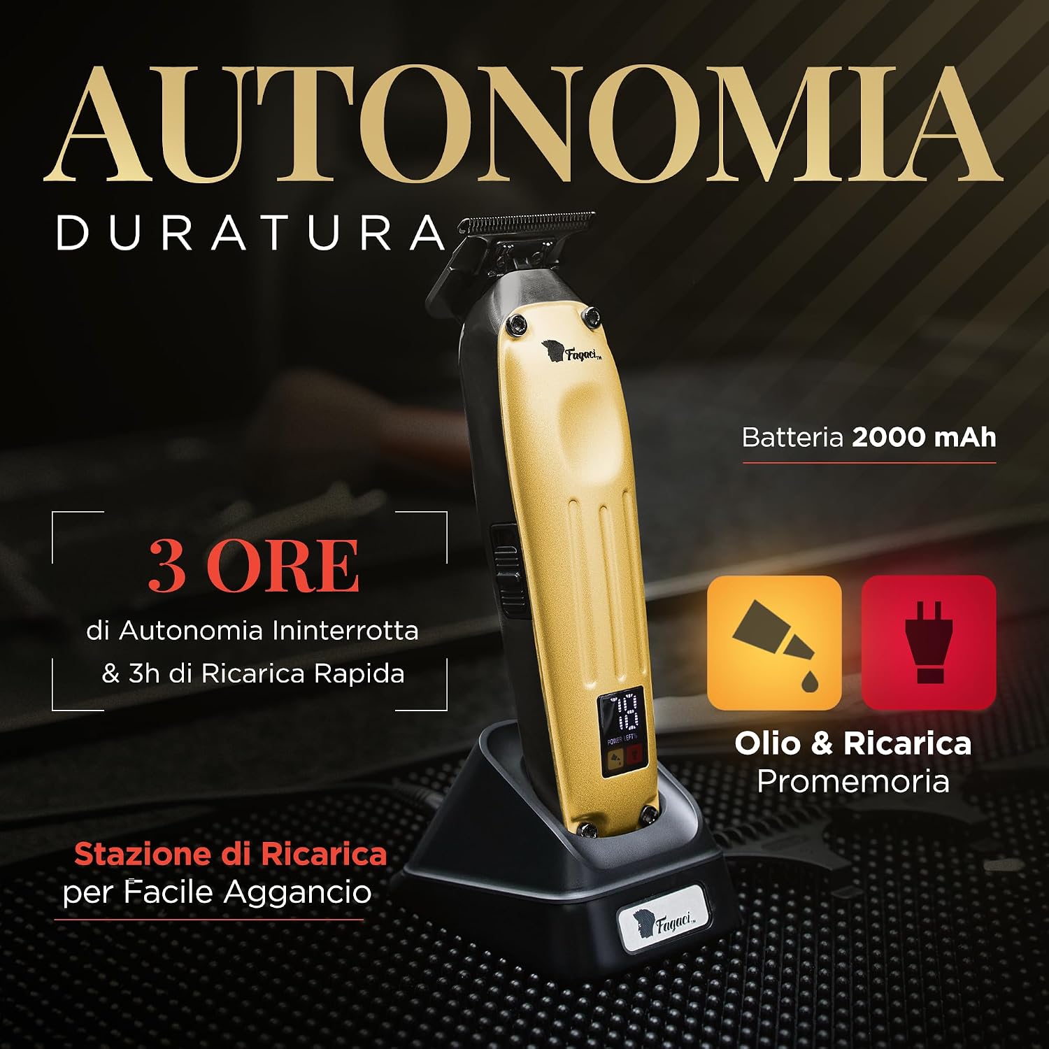 Thumbnail 5 de Fagaci Macchinetta Professionale Zero Gap — Tagliacapelli Professionale Brushless 7200 RPM e Lame Ceramica/DLC