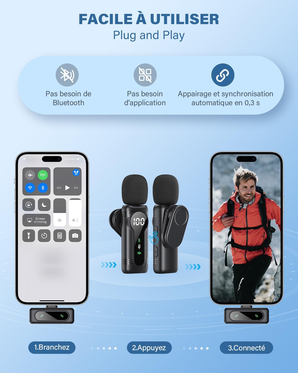 Detalle de Newmight Micro Cravate sans Fil Plug & Play — simplicité audio pour vos interviews et vlogs