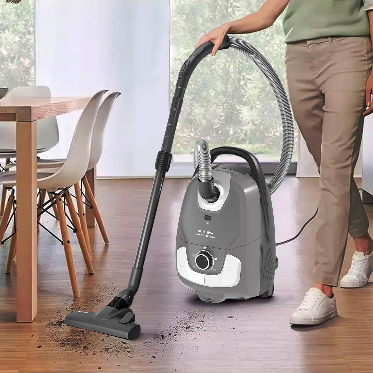 Thumbnail 1 de Akitas C11 900W Bagged Vacuum Cleaner: Quiet, Large-Capacity Cleaning for Hard Floors & Carpets