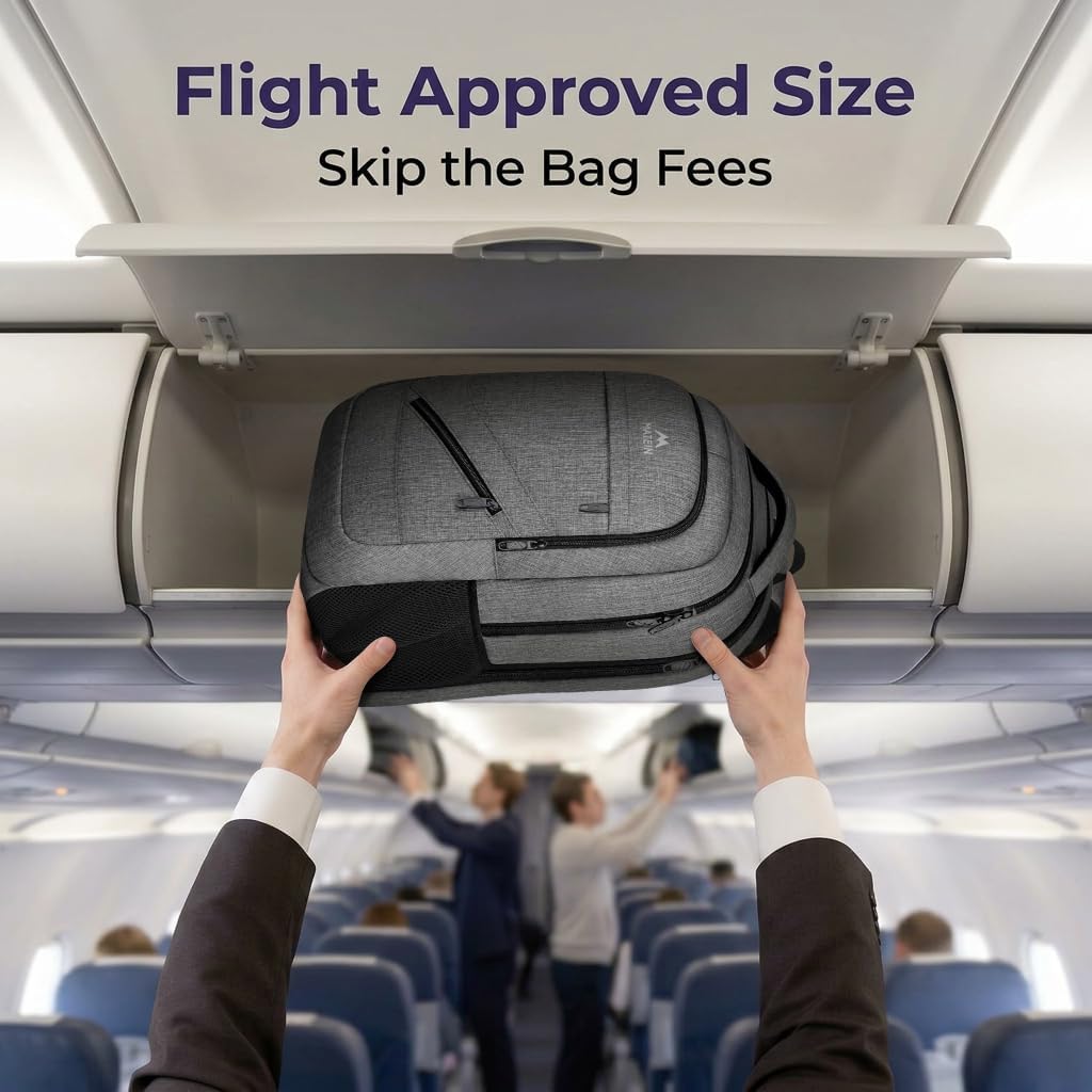 Detalle de MATEIN Sac à dos pour ordinateur portable 17 pouces avec port USB et sangle bagage, gris