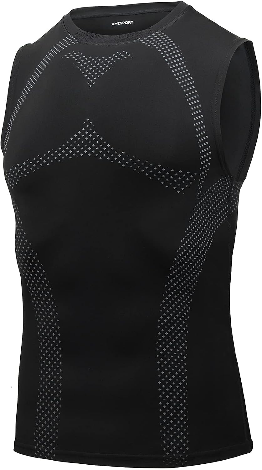 Detalle de AMZSPORT Canotta Compressione Uomo: comfort, elasticità e asciugatura rapida per allenamento intensivo