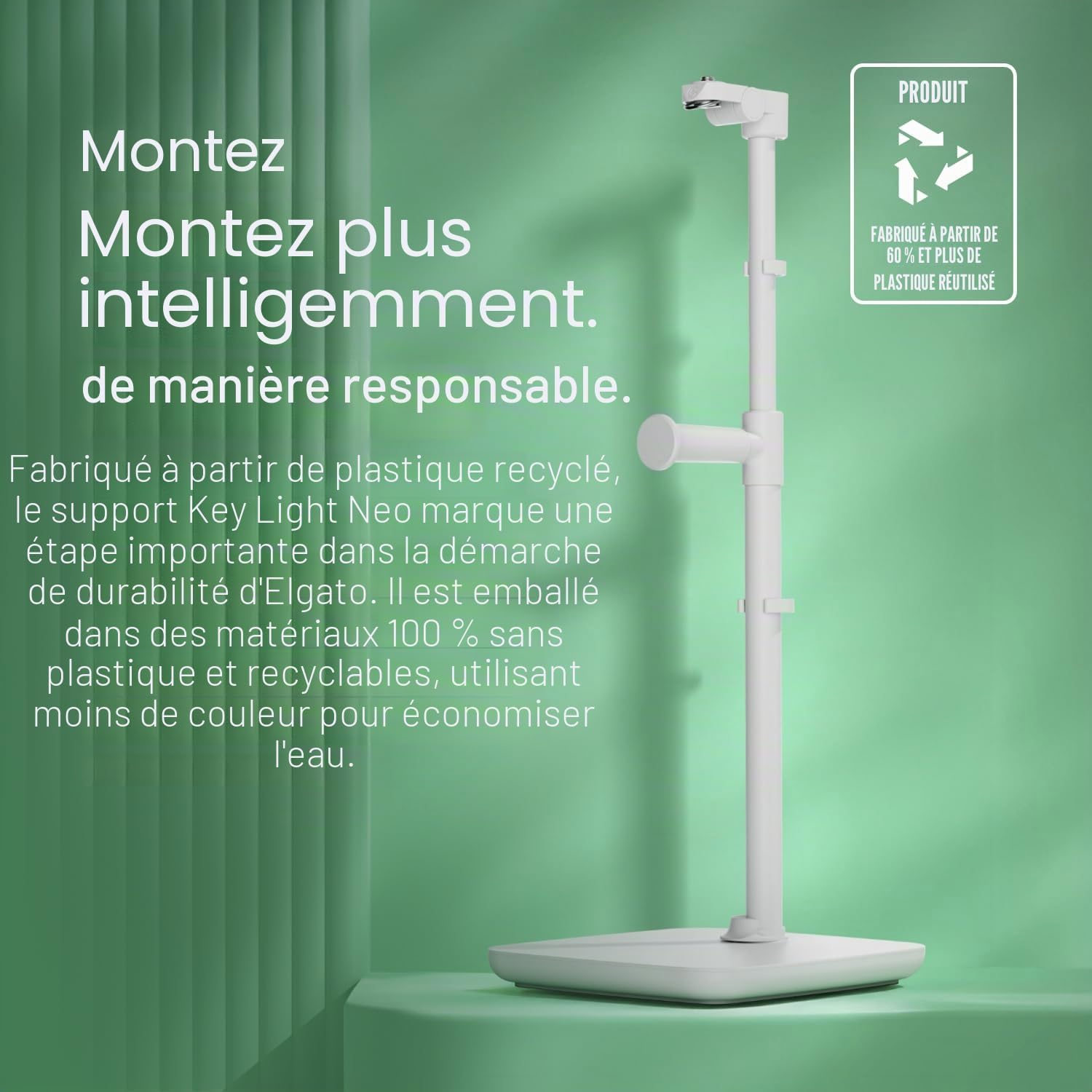 Detalle de Elgato Stand pour Key Light Neo – Support de Bureau robuste et ajustable avec base lestée