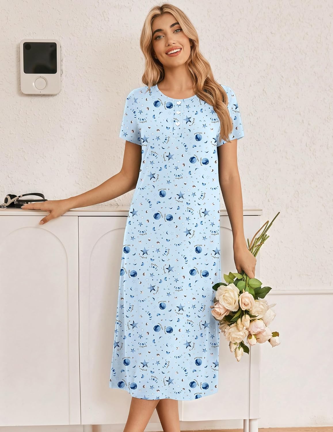 Detalle de Ekouaer Nightgown in Bamboo Viscose