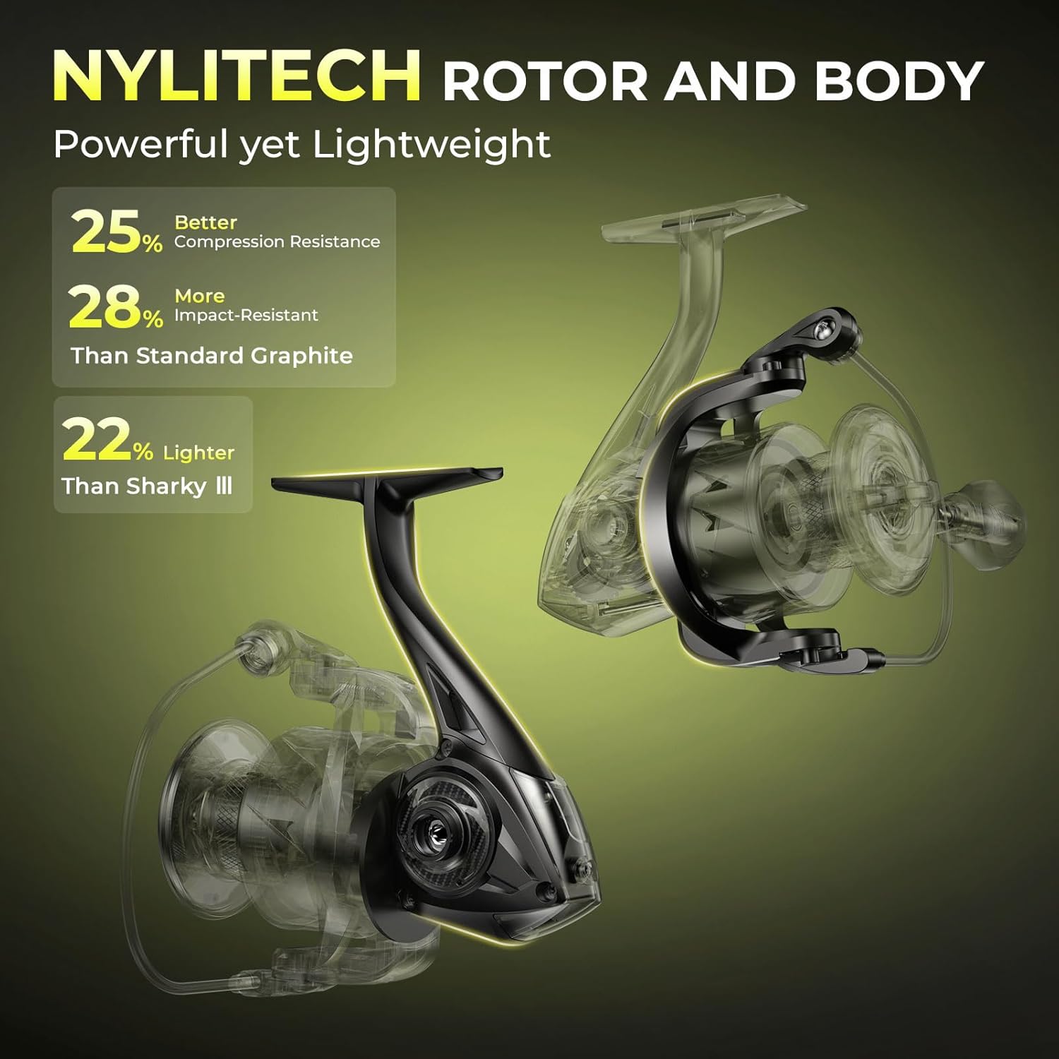 Thumbnail 2 de KastKing Sharky Spinning Reel: 5.2:1 & 6.2:1 Gear Ratios, Carbon Drag up to 39.5 lb