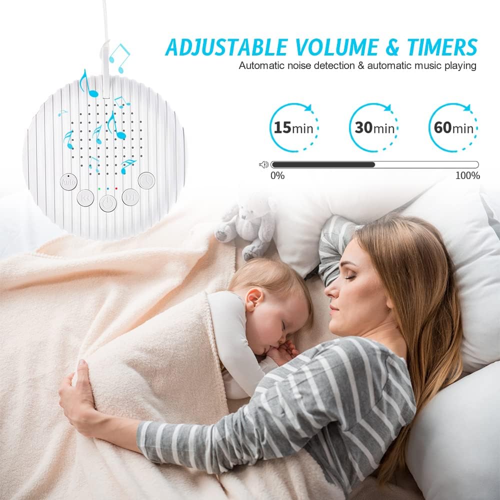 Detalle 2 de URAQT White Noise Machine (10 soothing sounds) – USB rechargeable portable sleep sound machine with timer memory