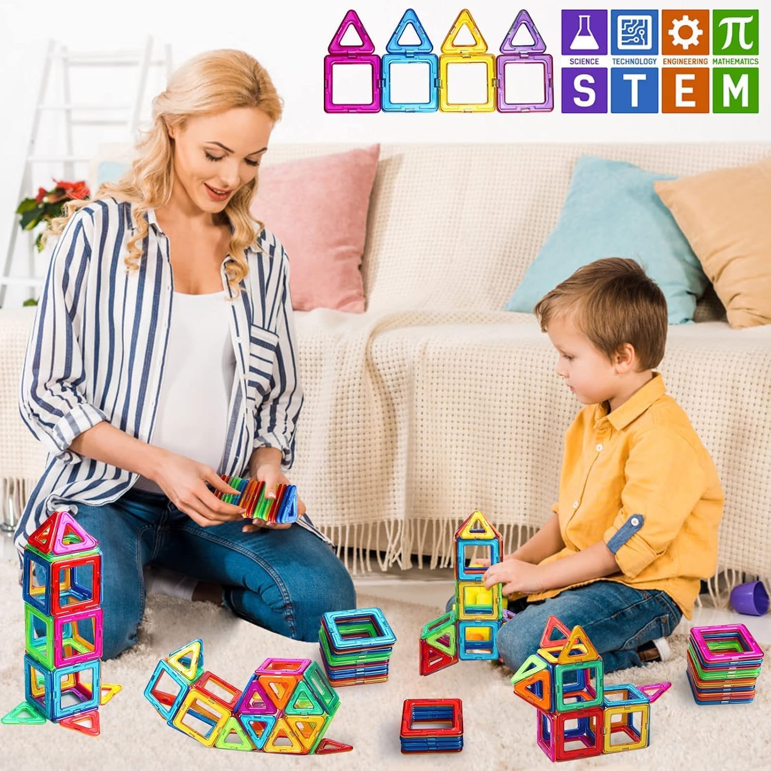 Detalle de AUOLTE magnetic tiles 38 piece STEM toy