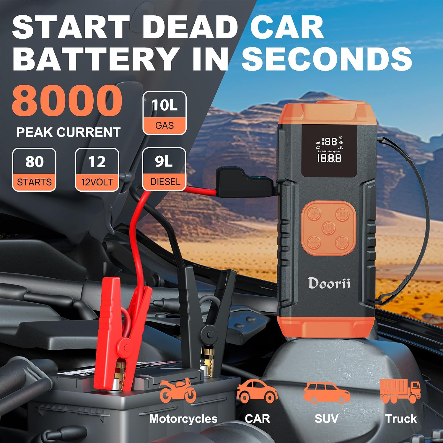 Detalle de Jump Starter with Air Compressor 8000A