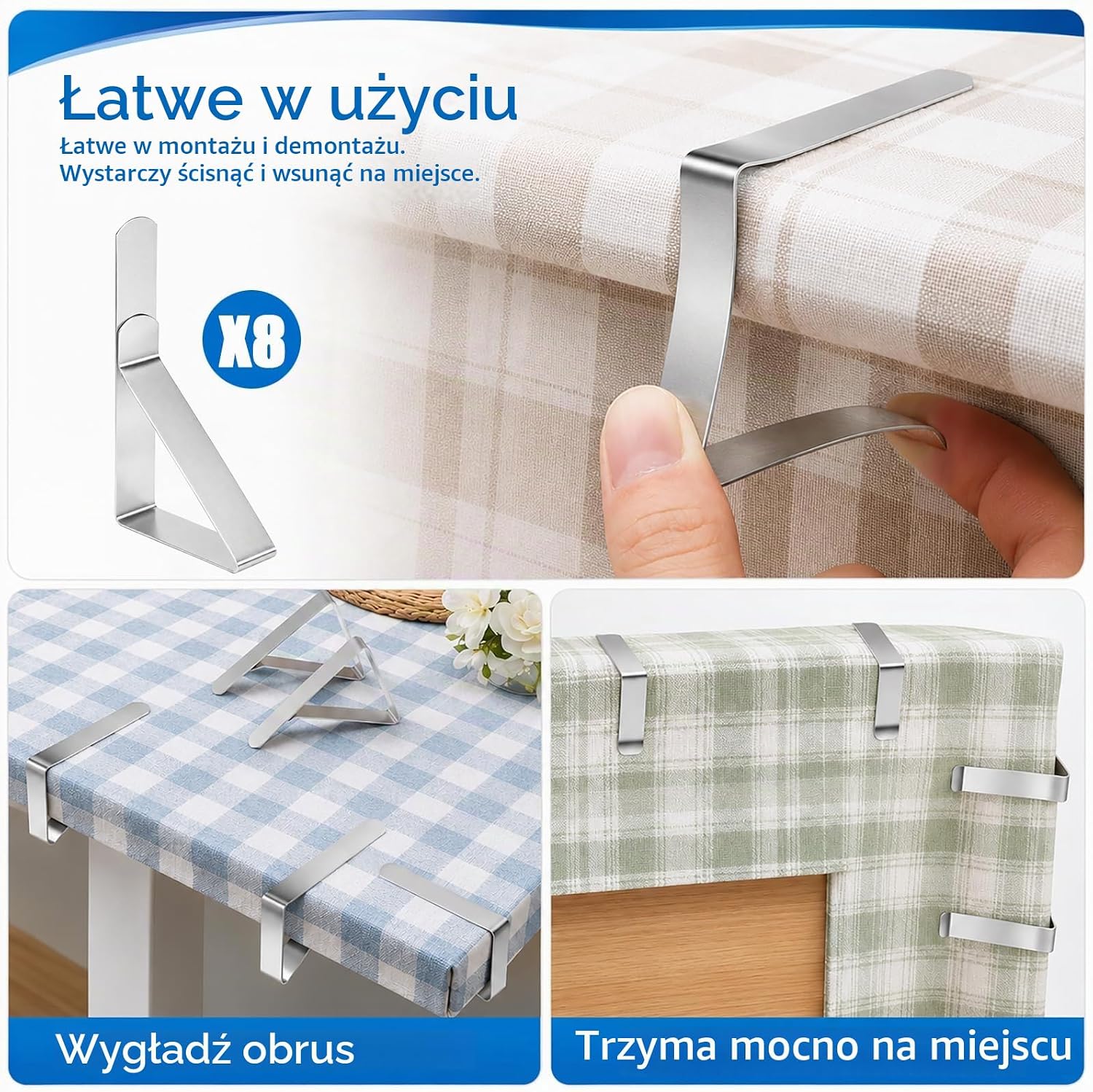 Thumbnail 5 de Amlif 011216 metalowe klamry do obrusów ze stali nierdzewnej 430, srebrne