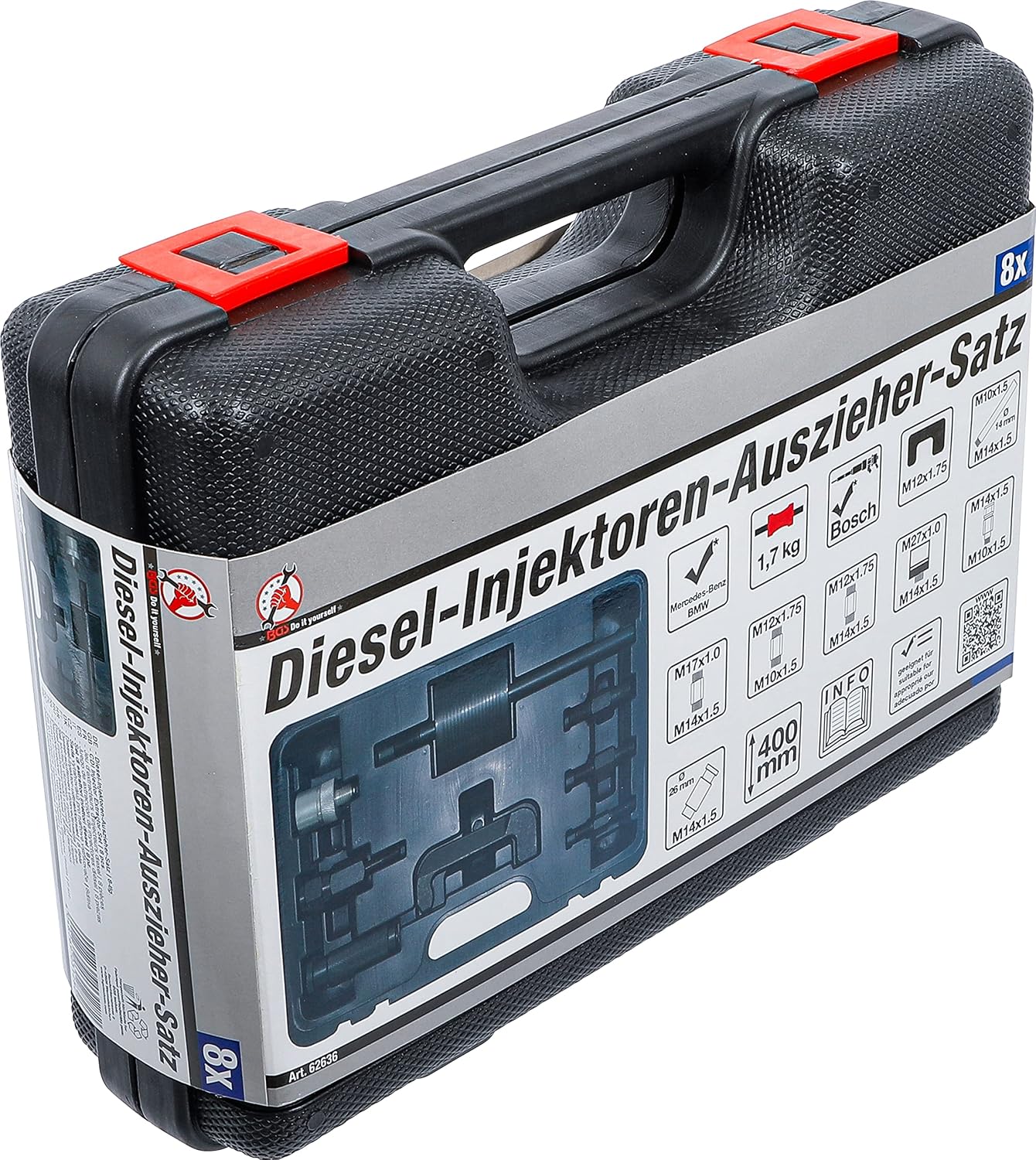 Detalle de BGS Diy 62636 – Set di estrattori iniettori diesel (8 pezzi) per manutenzione veicoli