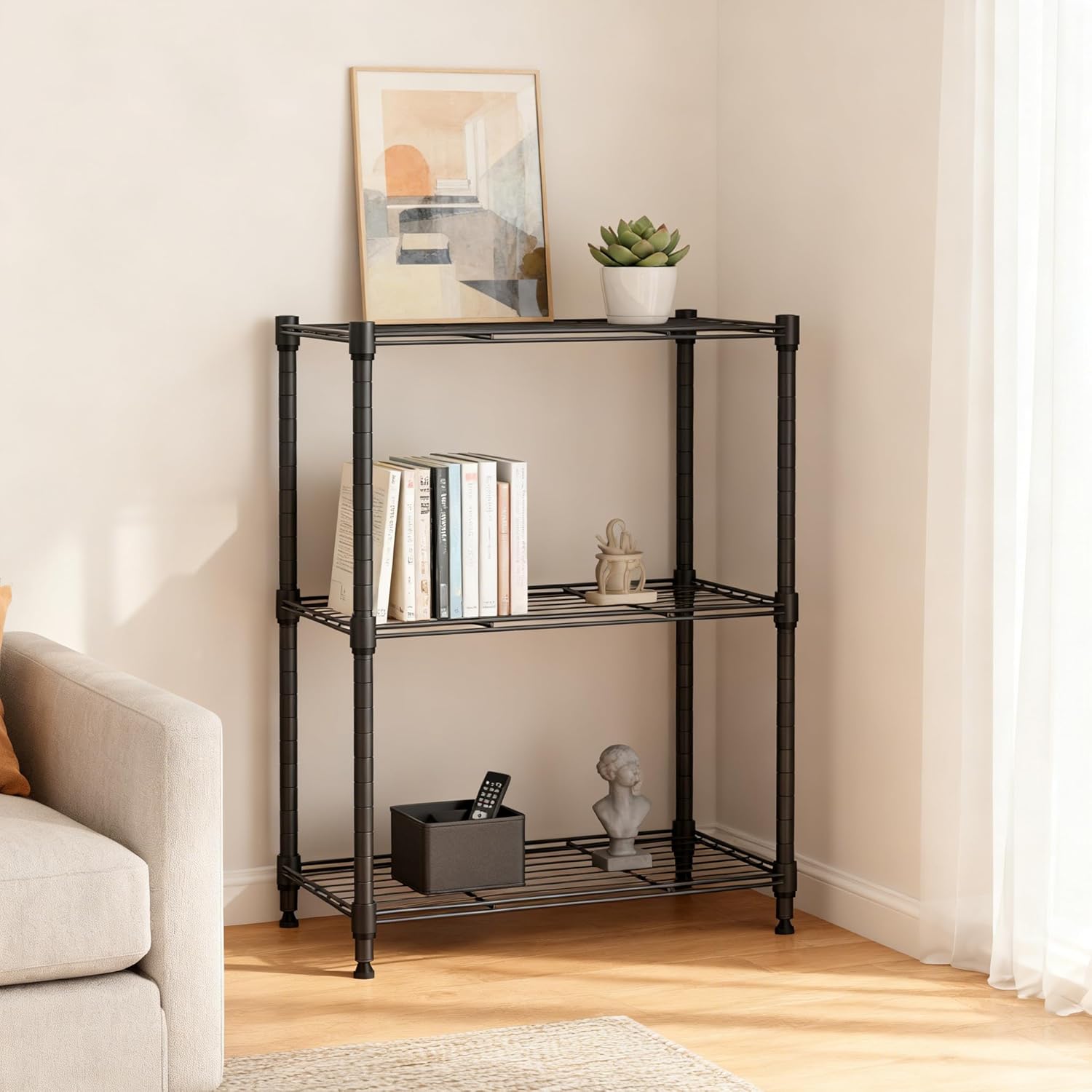 Thumbnail 3 de M MZG 3-Tier Steel Storage Shelving Unit (30 x 45 x 67 cm) wire rack shelving for home, kitchen, office