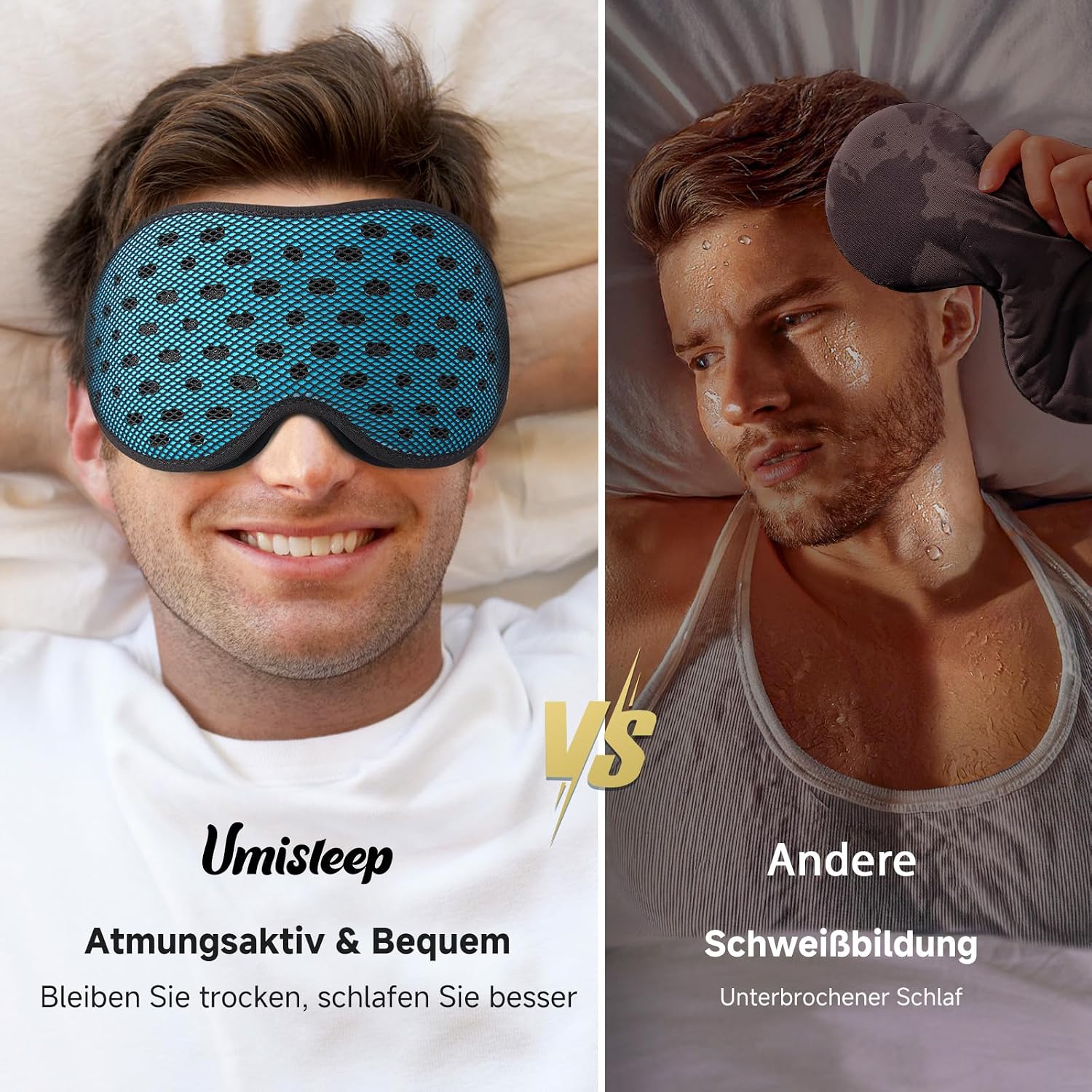 Thumbnail 1 de Umisleep Schlafmaske: atmungsaktiv, 100% Verdunkelung und Druckfreiheit – ideal für Seitenschläfer