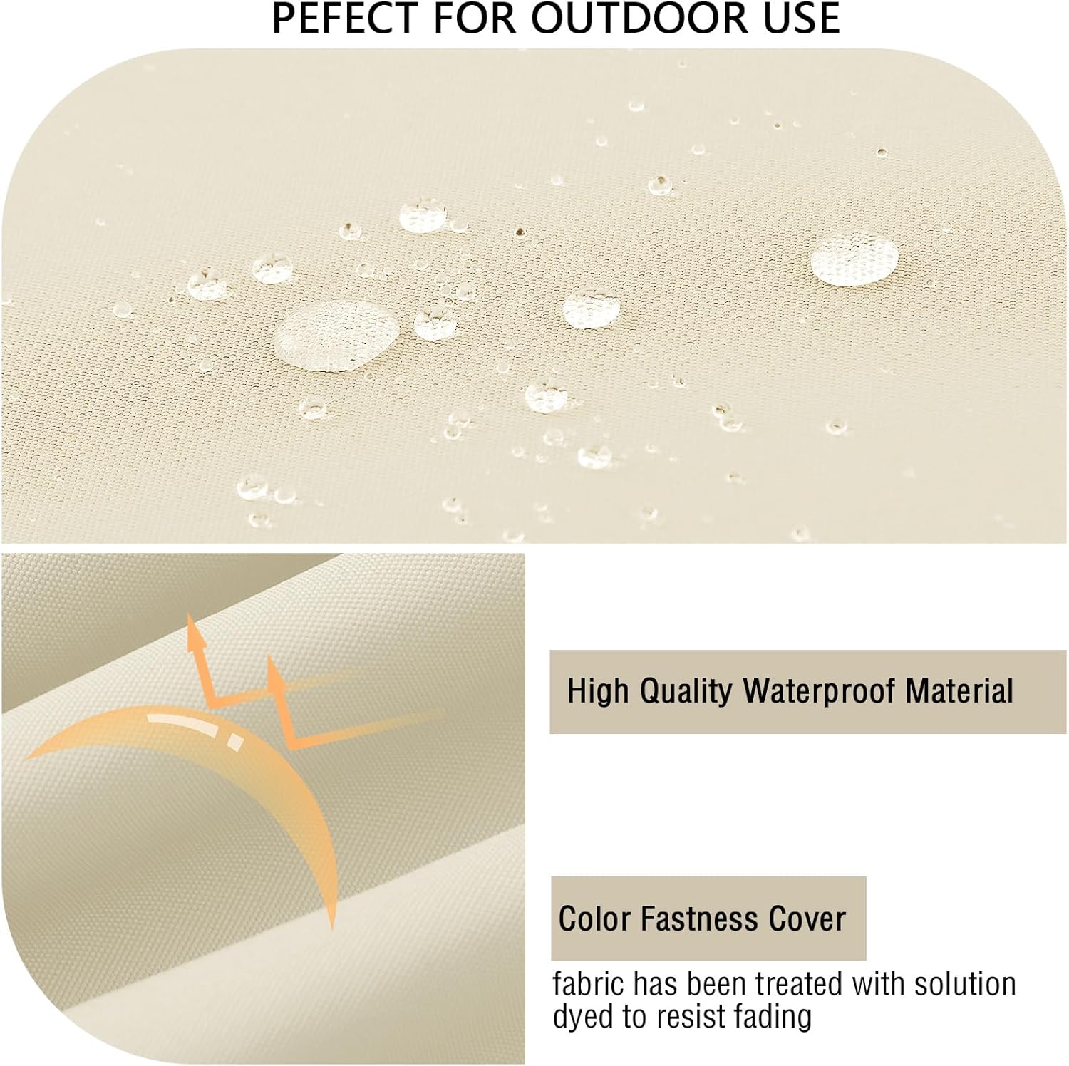 Detalle de PRIMEPATIO Outdoor Chair Seat Cushions Set of 2 – 40 x 40cm, 7cm Thick, Beige