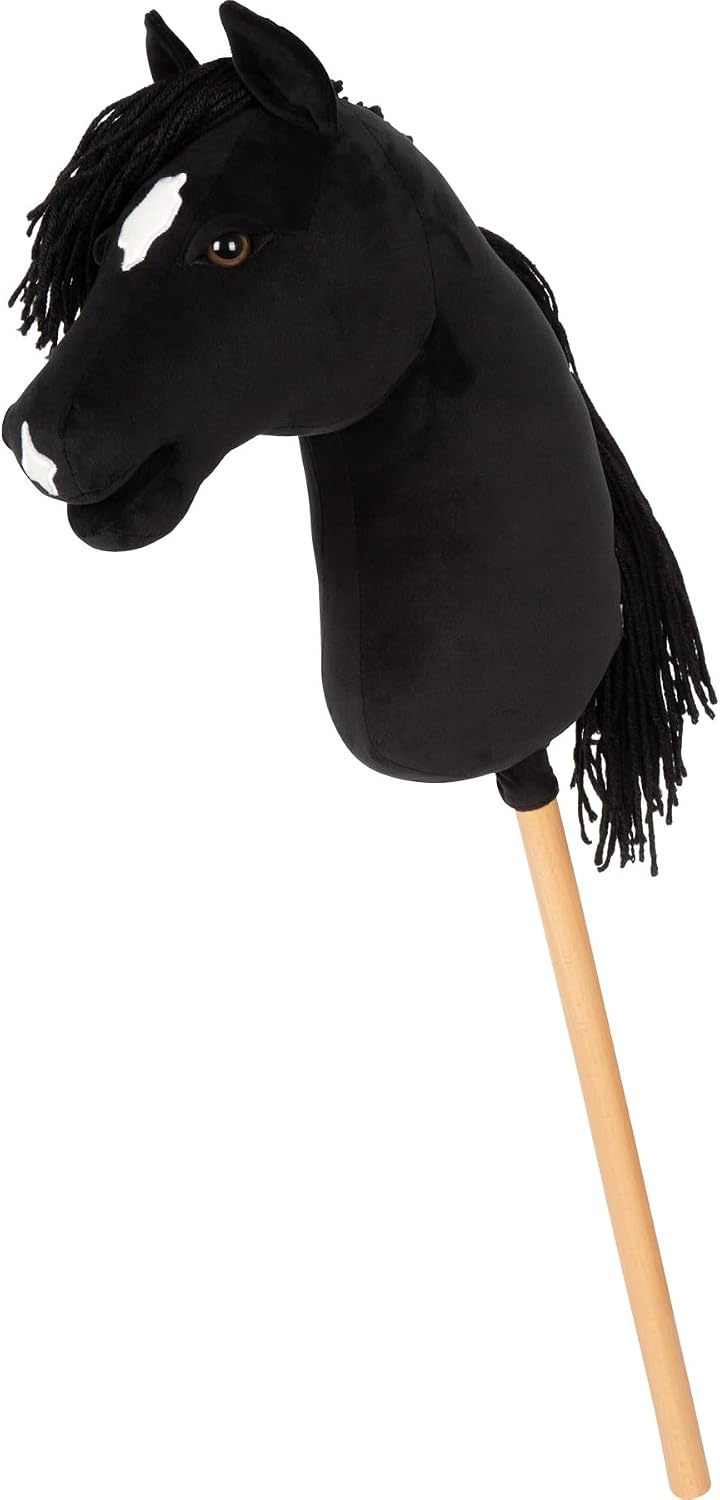 Detalle 2 de Small Foot Hobby Horse Eddie Nero: cavalluccio con bastone in legno rimovibile e criniera da acconciare