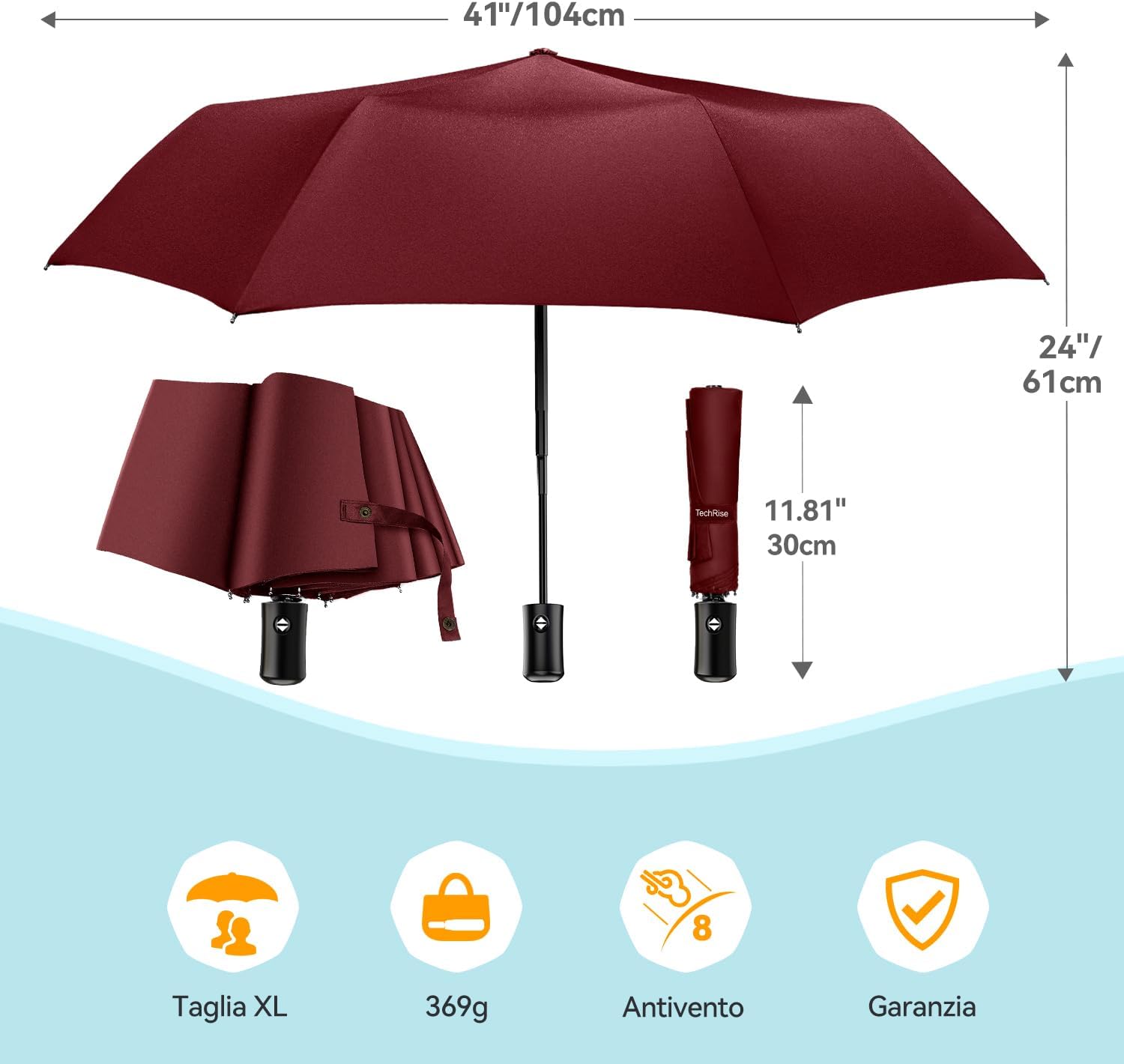 Thumbnail 4 de TechRise Umbrella: Compact, Windproof Automatic Folding Umbrella for Travel