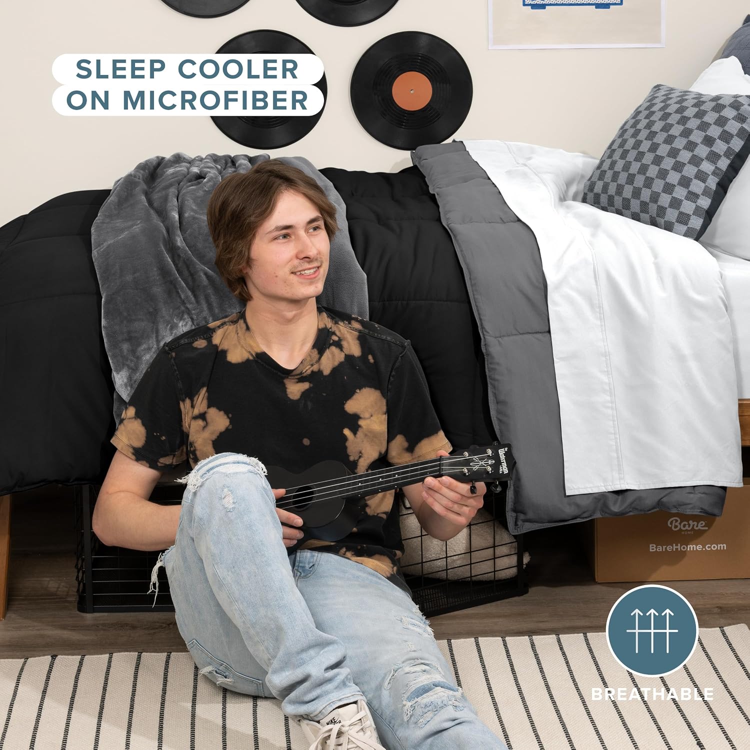 Detalle de Bare Home Twin/Twin XL Comforter: Reversible Colors, Goose Down Alternative, Ultra-Soft All Season Warmth