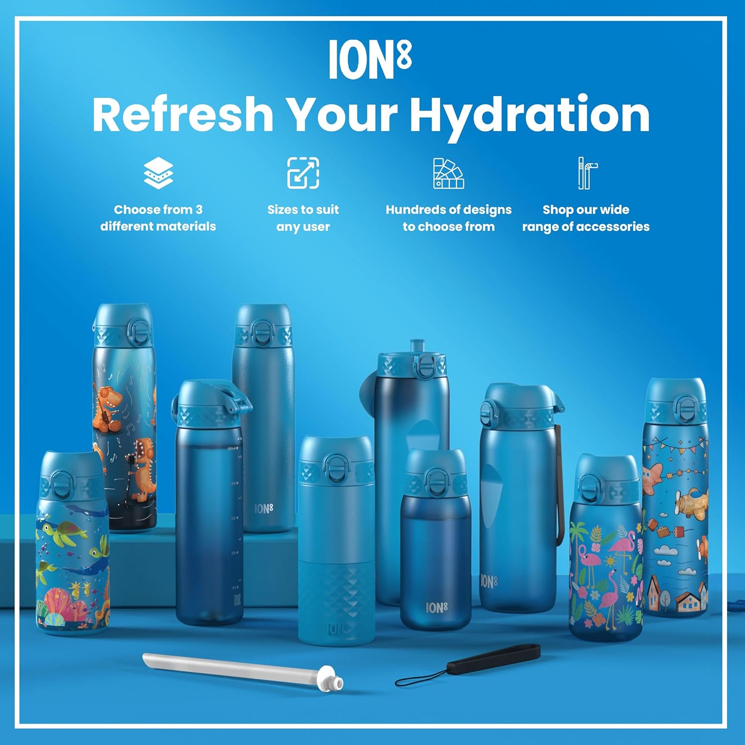 Thumbnail 6 de Ion8 Water Bottle: Leak-Proof BPA-Free Kids Bottle with Straw and Triple Lock Lid