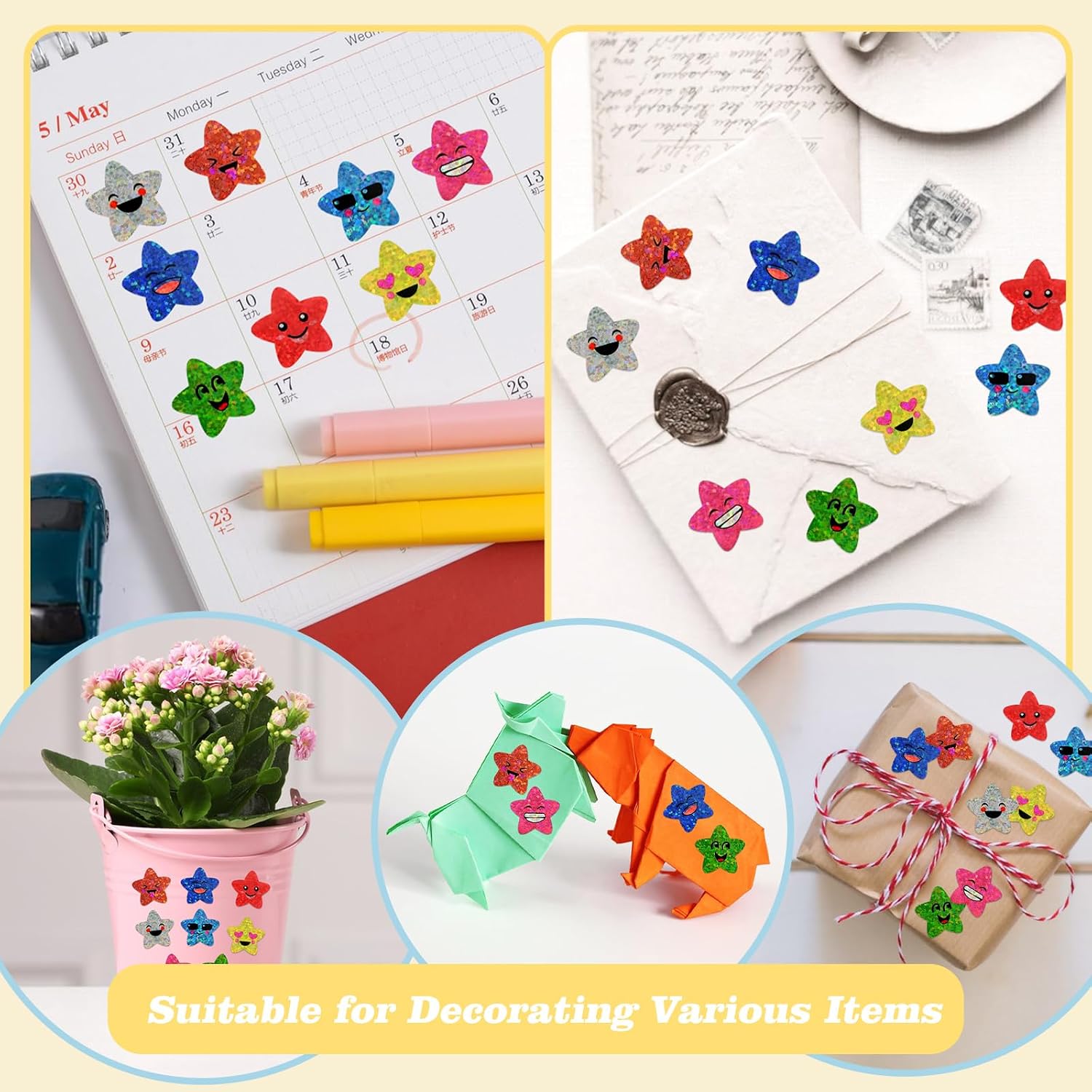 Thumbnail 6 de XITDW K-O934 Smiley Star Stickers, 700 Count, 1-Inch Foil, 8 Colors