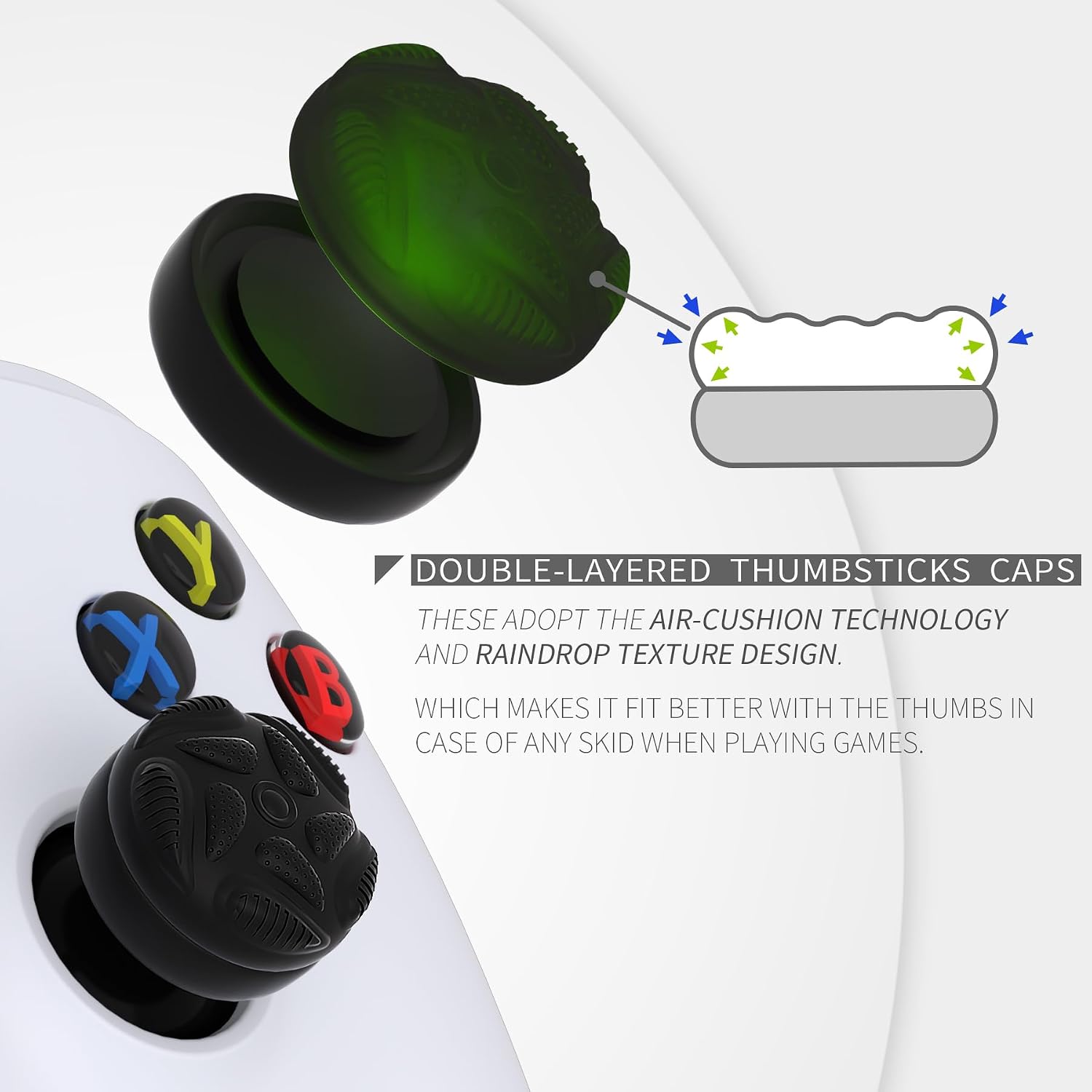 Detalle de PlayVital Thumbstick Caps Regentropfen Textur