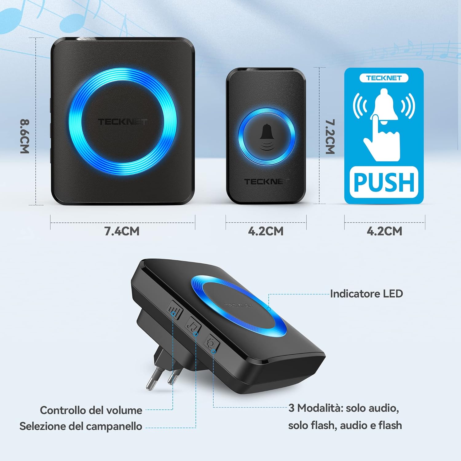 Thumbnail 5 de TECKNET Campanello Wireless da Esterno impermeabile con 60 melodie e raggio fino a 400 m