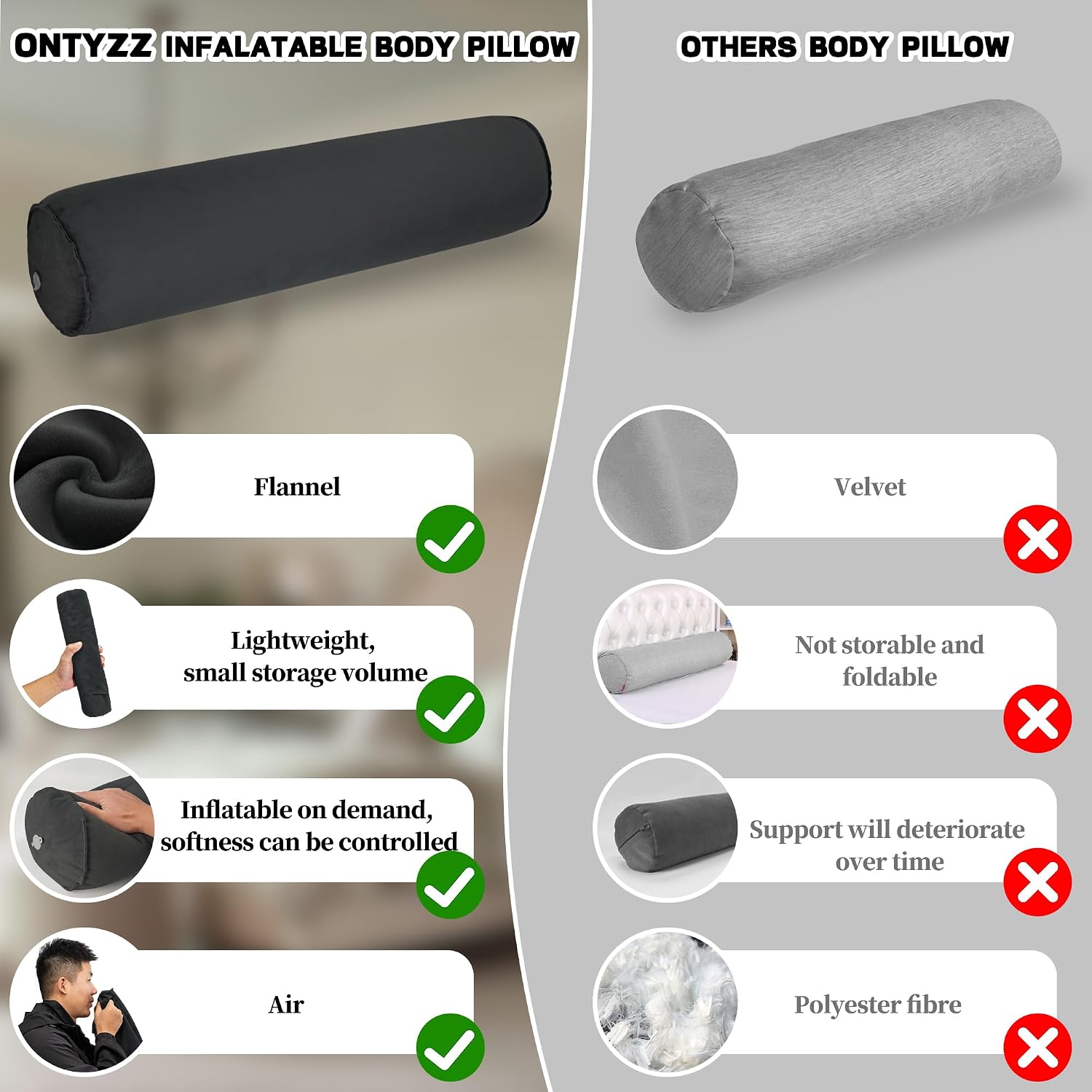 Thumbnail 3 de ONTYZZ Long Body Pillow for Sleep Support