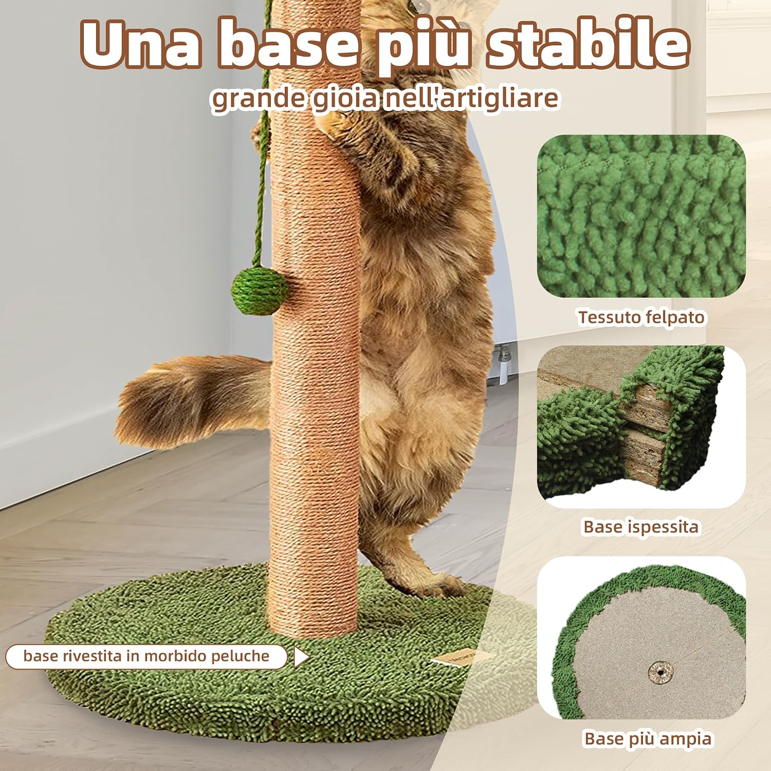 Thumbnail 2 de MEOWOOU 84 cm tiragraffi per gatti alto in sisal verde 🐱