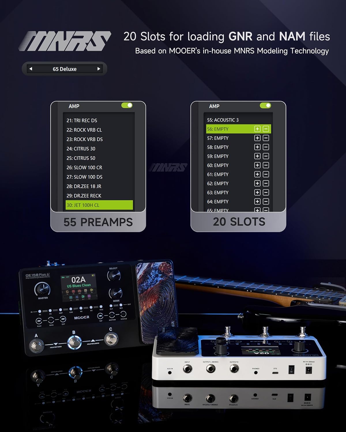 Detalle 2 de MOOER GE150 Plus Guitar Multi-Effects Processor with NAM, MNRS and IR Loading